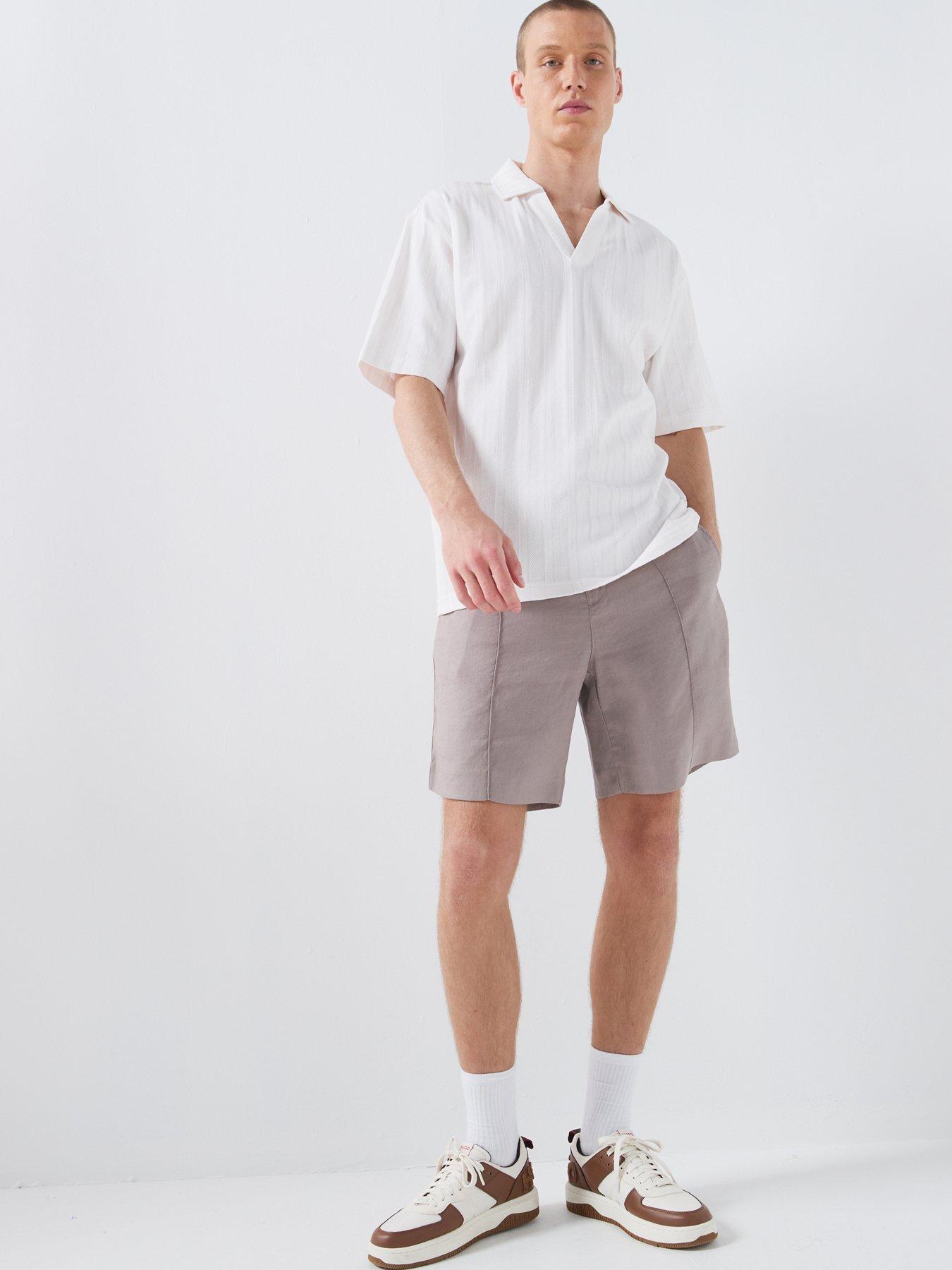 Image 3 of 6 of HUGO Dalibo Relaxed Fit Open Collar Polo Shirt - Natural