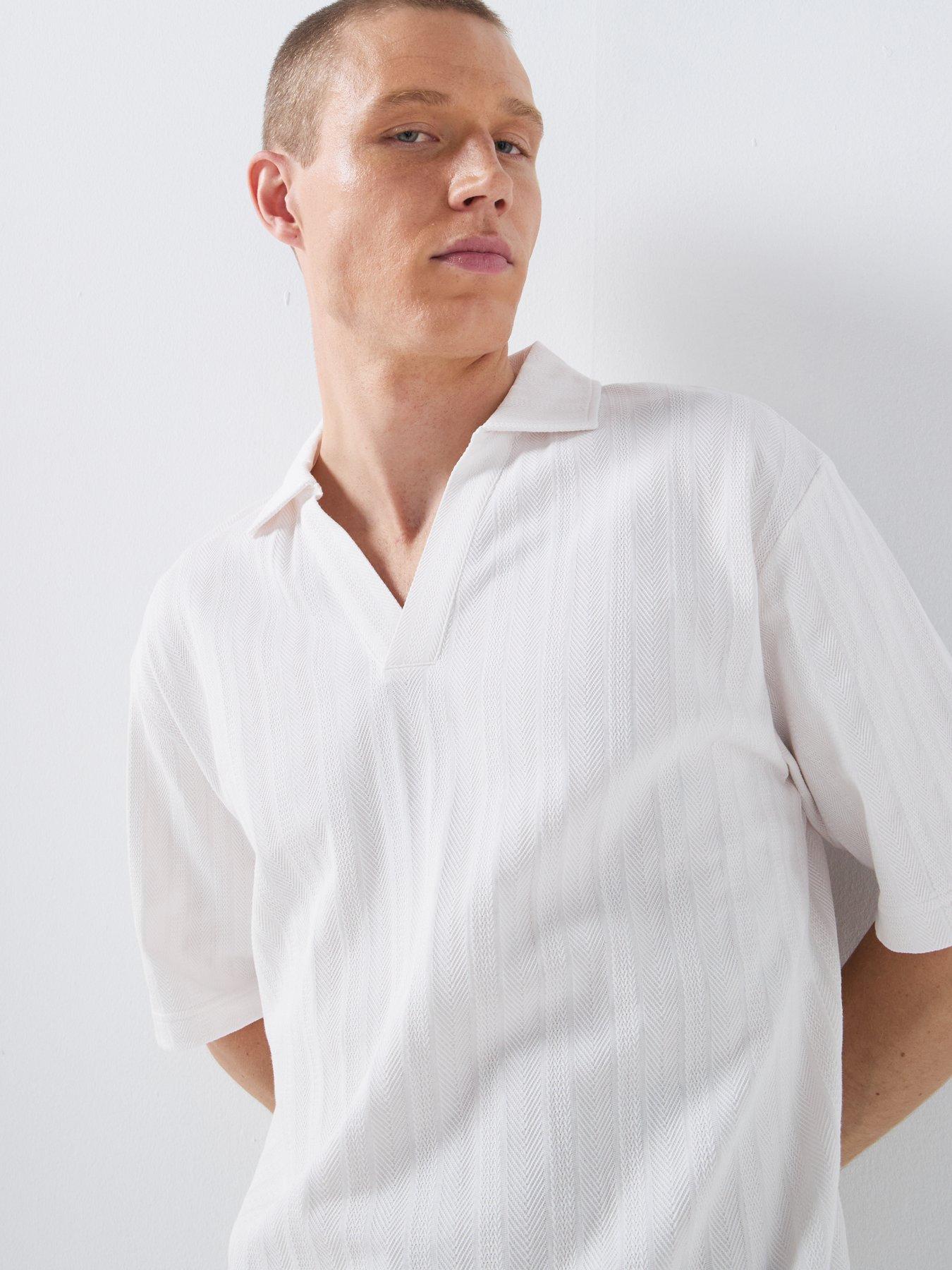 Image 4 of 6 of HUGO Dalibo Relaxed Fit Open Collar Polo Shirt - Natural