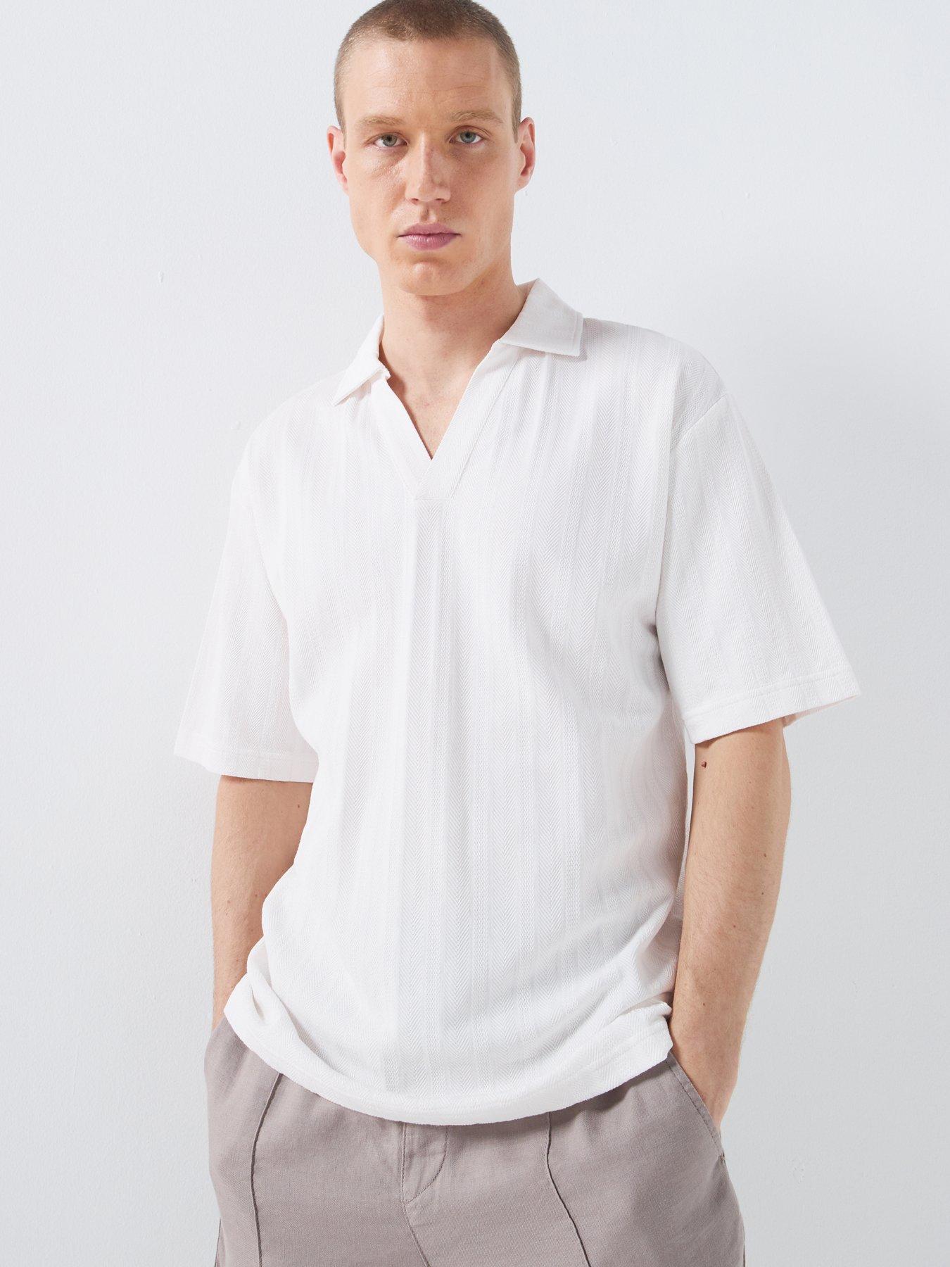 Image 6 of 6 of HUGO Dalibo Relaxed Fit Open Collar Polo Shirt - Natural