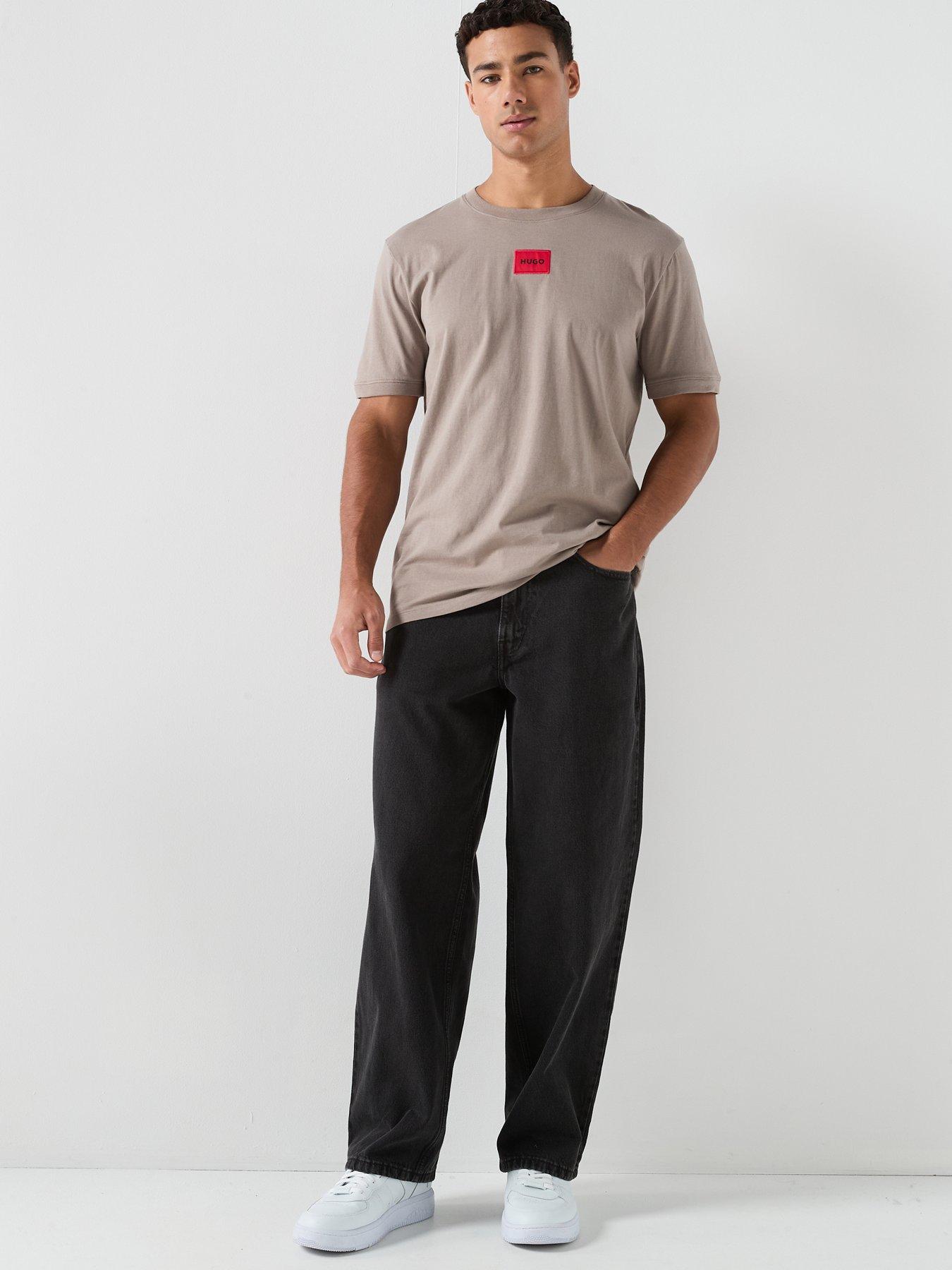  image of hugo-diragolino212-centre-patch-logo-t-shirt-light-brown