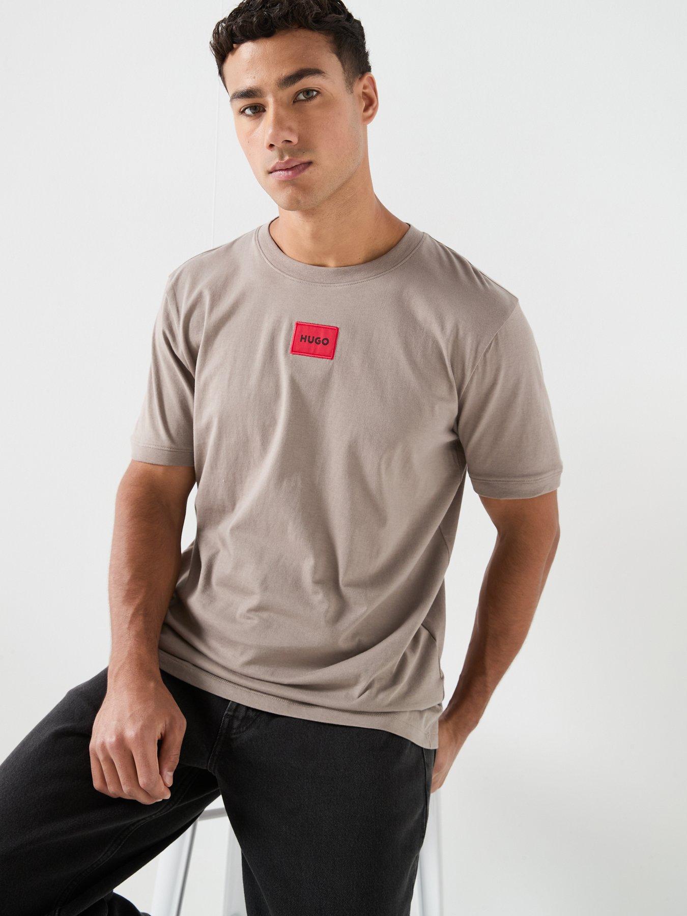  image of hugo-diragolino212-centre-patch-logo-t-shirt-light-brown