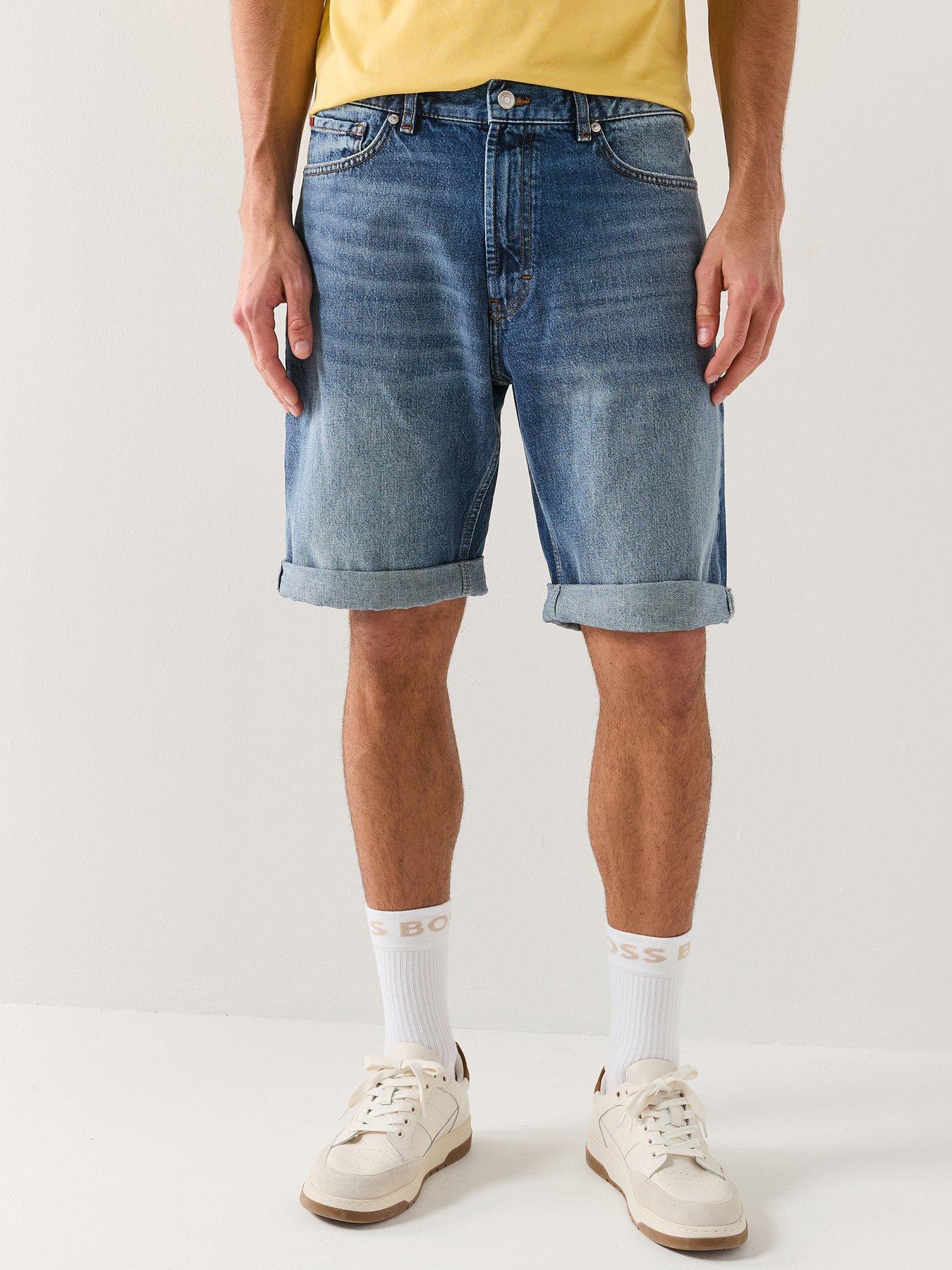 HUGO 838 Tapered Fit Denim Shorts - Aqua