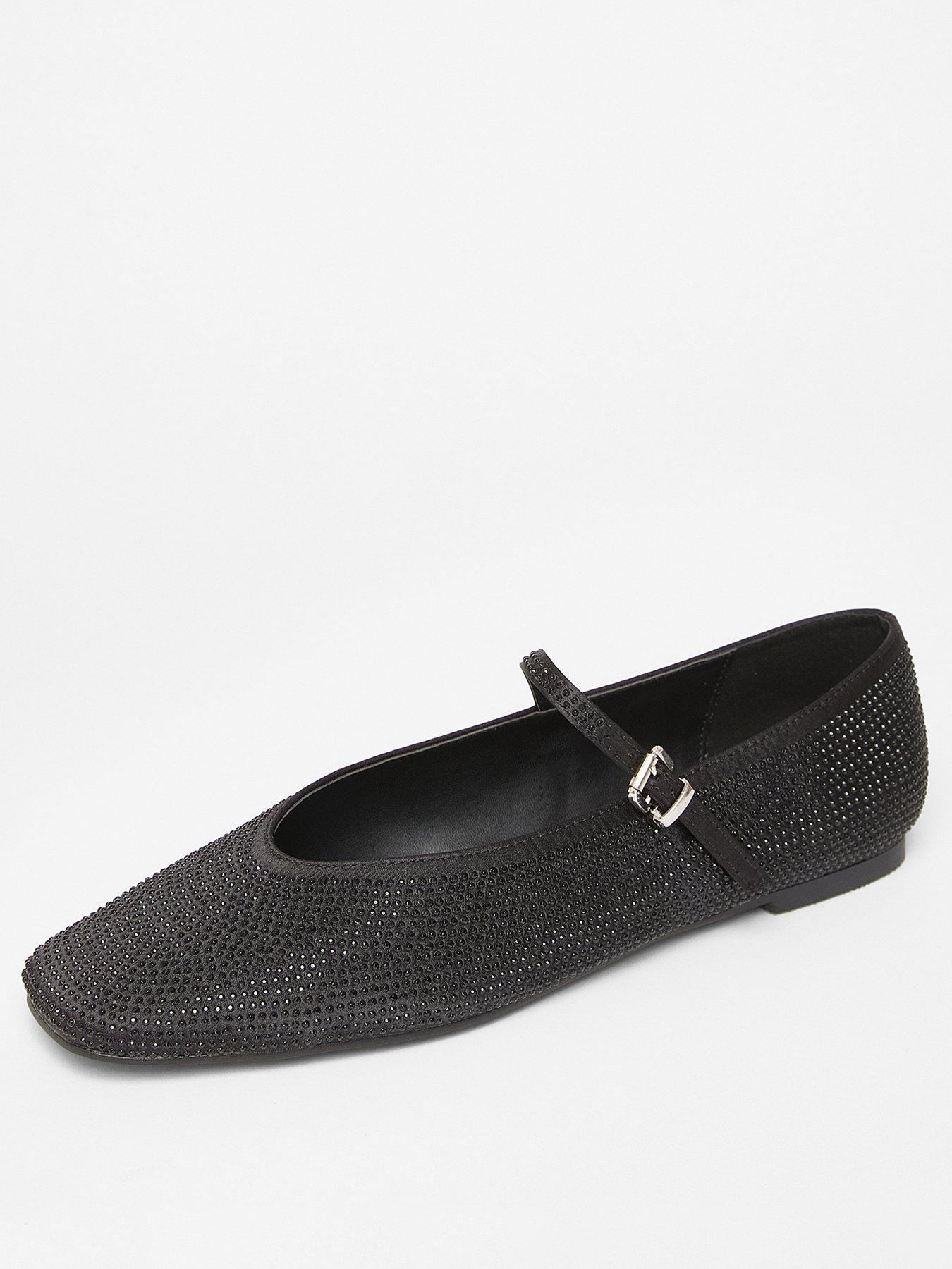  image of quiz-black-diamante-embellished-pumps