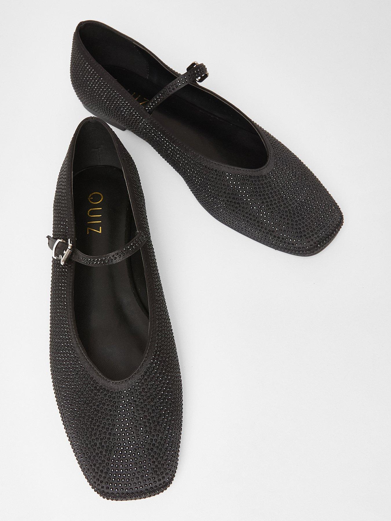  image of quiz-black-diamante-embellished-pumps