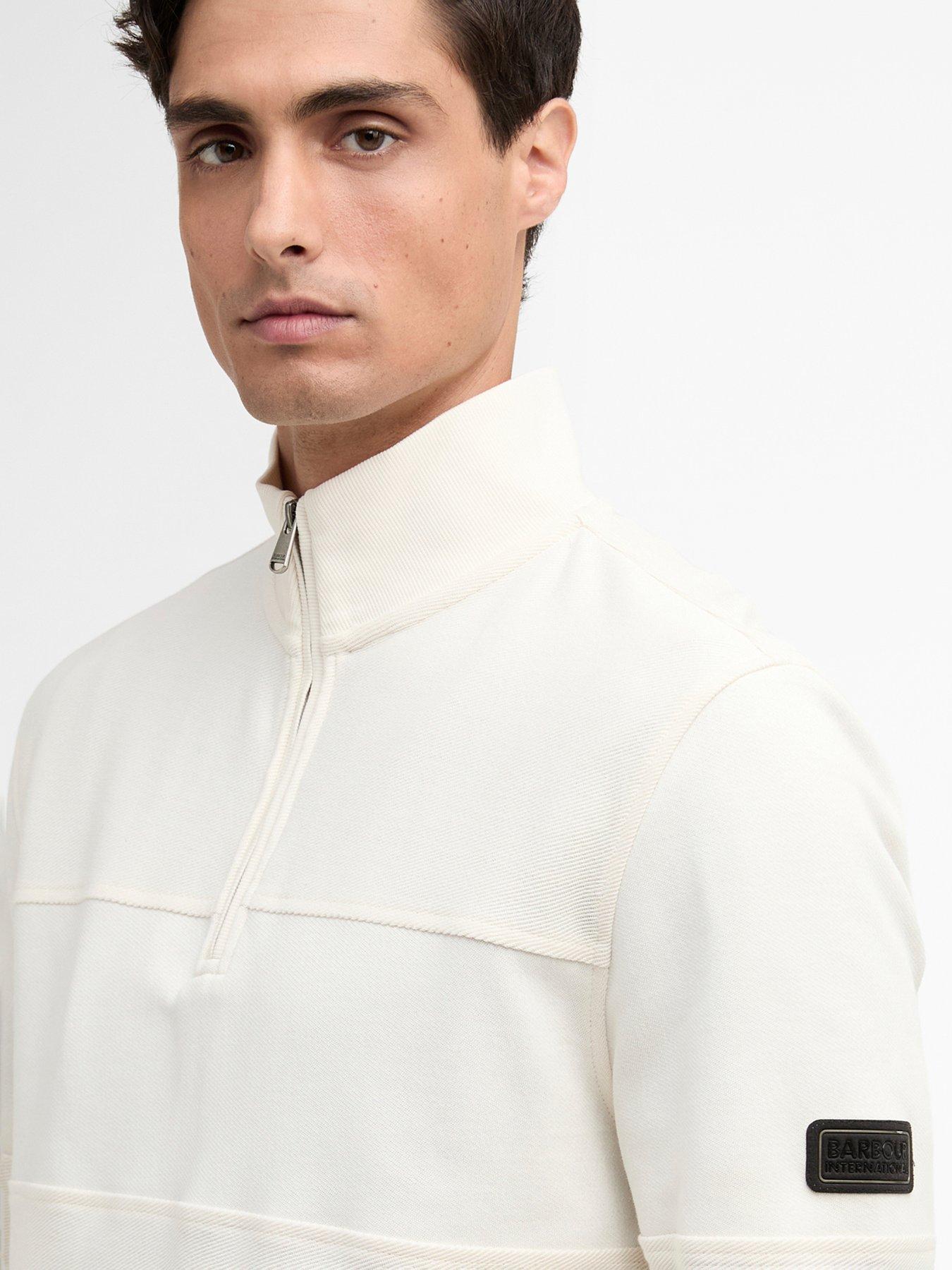 Image 4 of 5 of Barbour International Kaspian Half Zip Sweatshirt - White