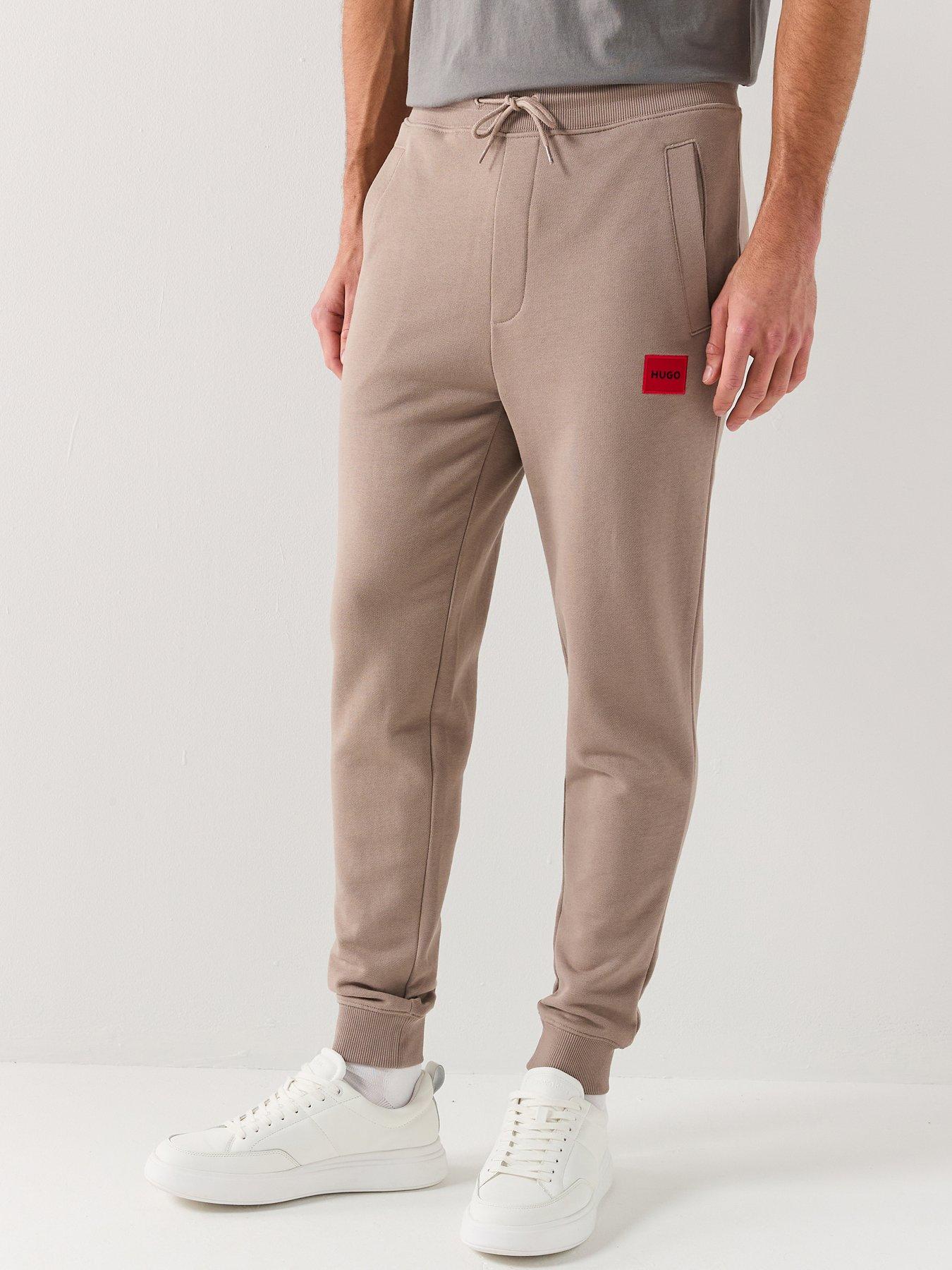 Image 1 of 4 of HUGO Doak212 Red Patch Logo Cuff Joggers - Light Brown