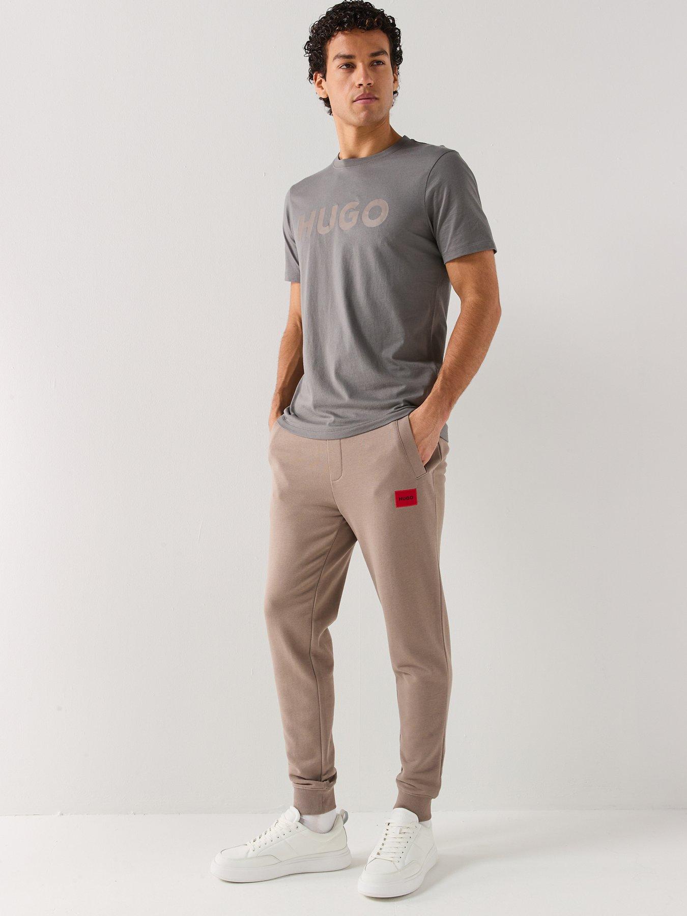 Image 3 of 4 of HUGO Doak212 Red Patch Logo Cuff Joggers - Light Brown