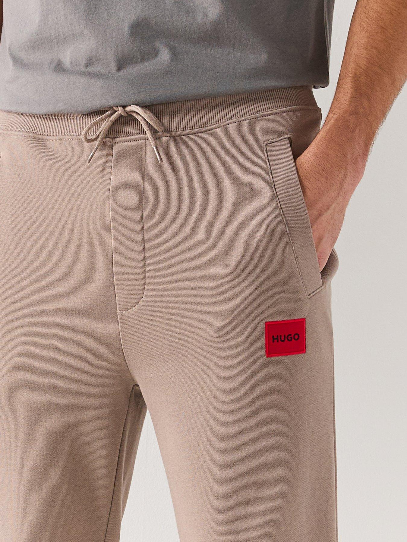 Image 4 of 4 of HUGO Doak212 Red Patch Logo Cuff Joggers - Light Brown