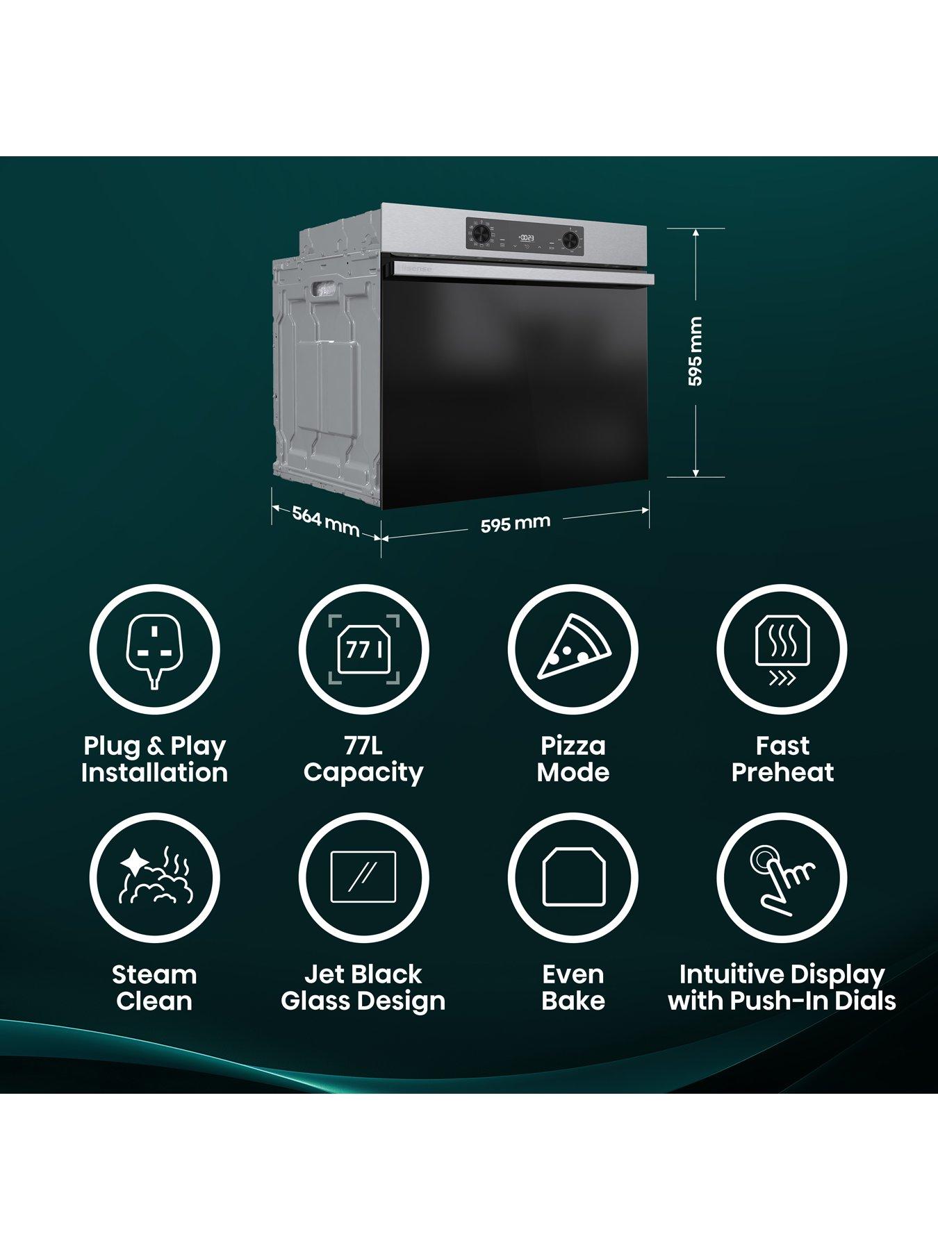  image of hisense-hi2-bi622axpguk-built-in-electric-single-steam-plug-amp-play-oven-stainless-steelblack