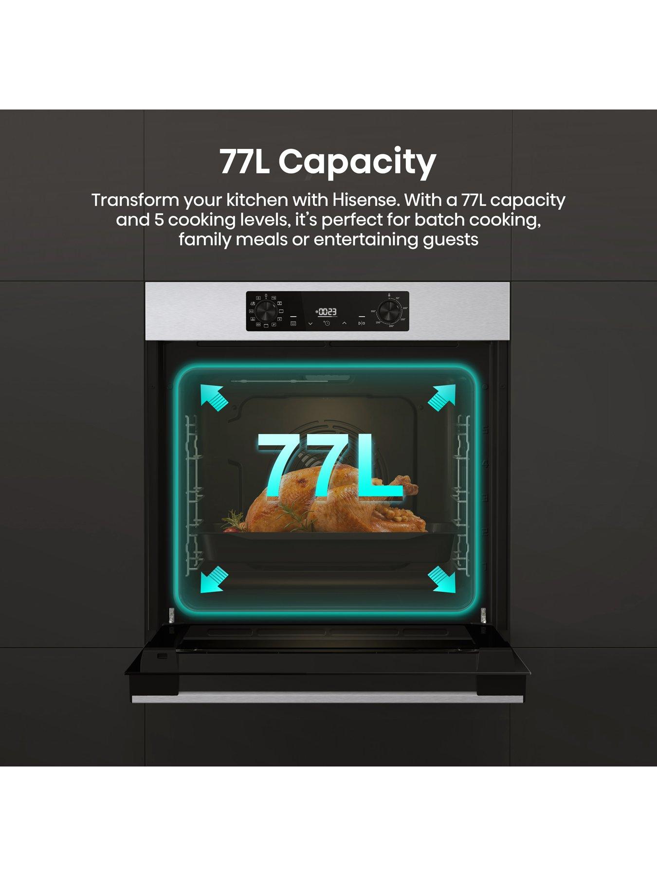  image of hisense-hi2-bi622axpguk-built-in-electric-single-steam-plug-amp-play-oven-stainless-steelblack