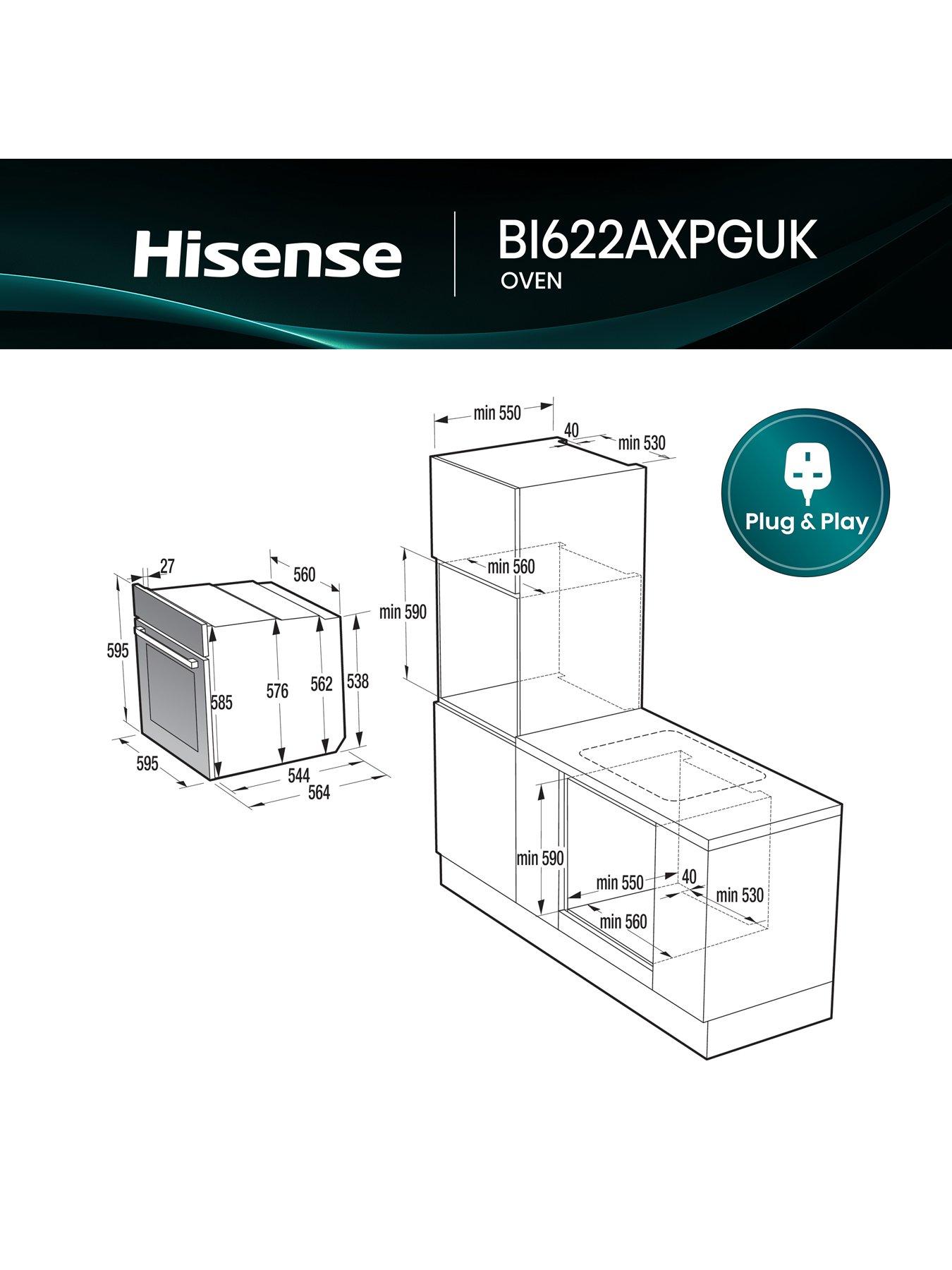 Image 6 of 6 of Hisense Hi2 BI622AXPGUK Built In Electric Single Steam, Plug &amp; Play Oven - Stainless Steel/Black