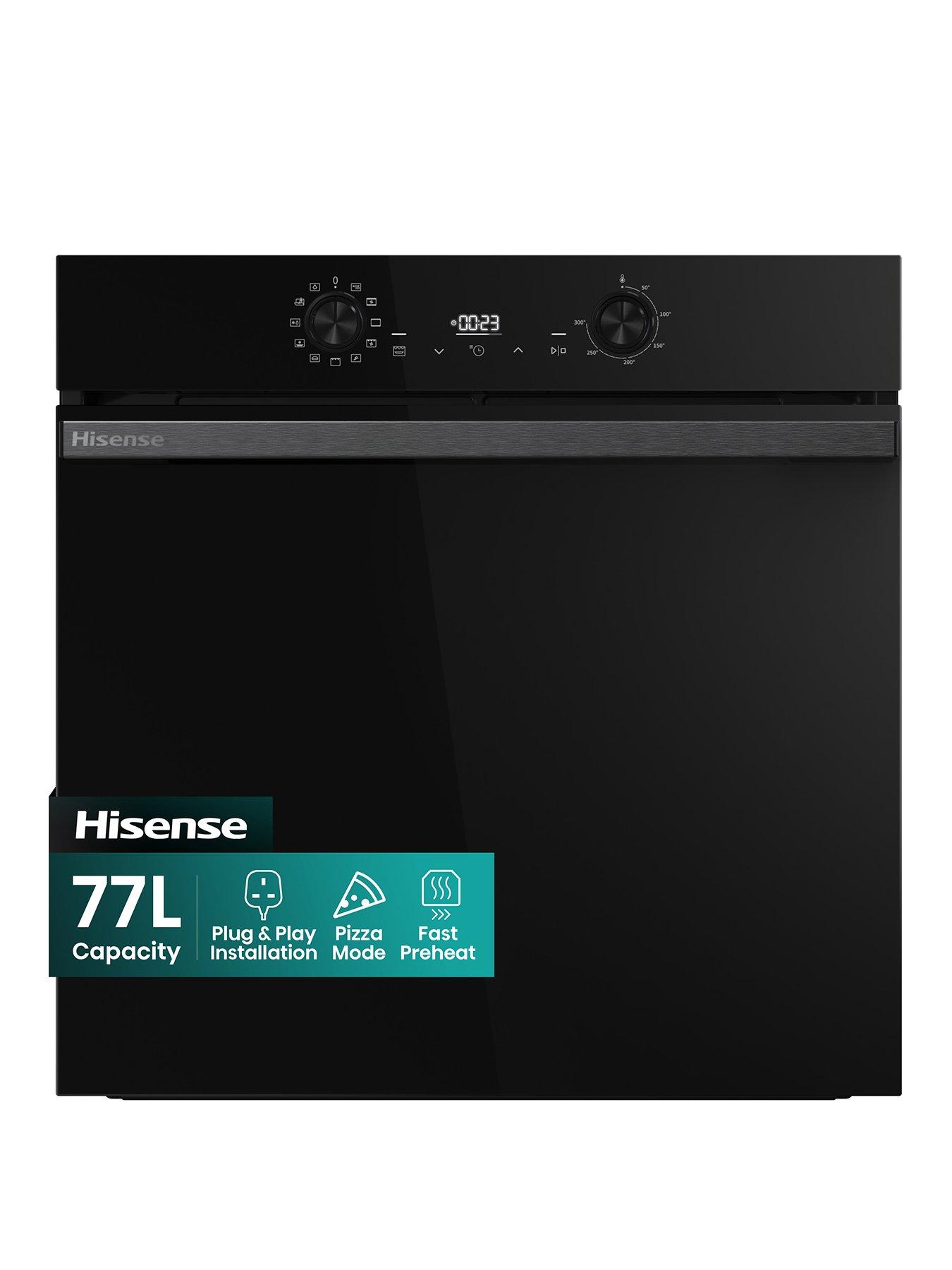front image of hisense-hi2-bi624cbpguk-built-in-electric-single-catalytic-plug-amp-play-oven-jet-black