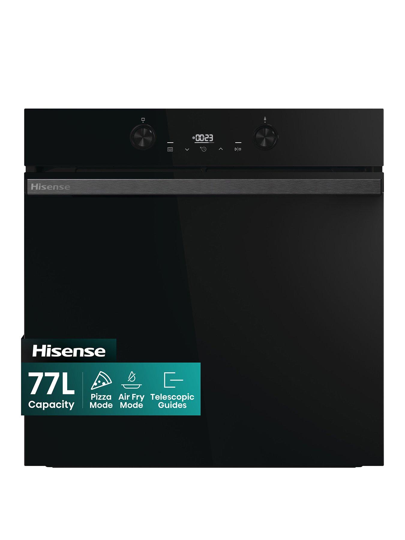 front image of hisense-hi4-blackline-bi64223adbguk-built-in-electric-single-steam-oven-jet-black