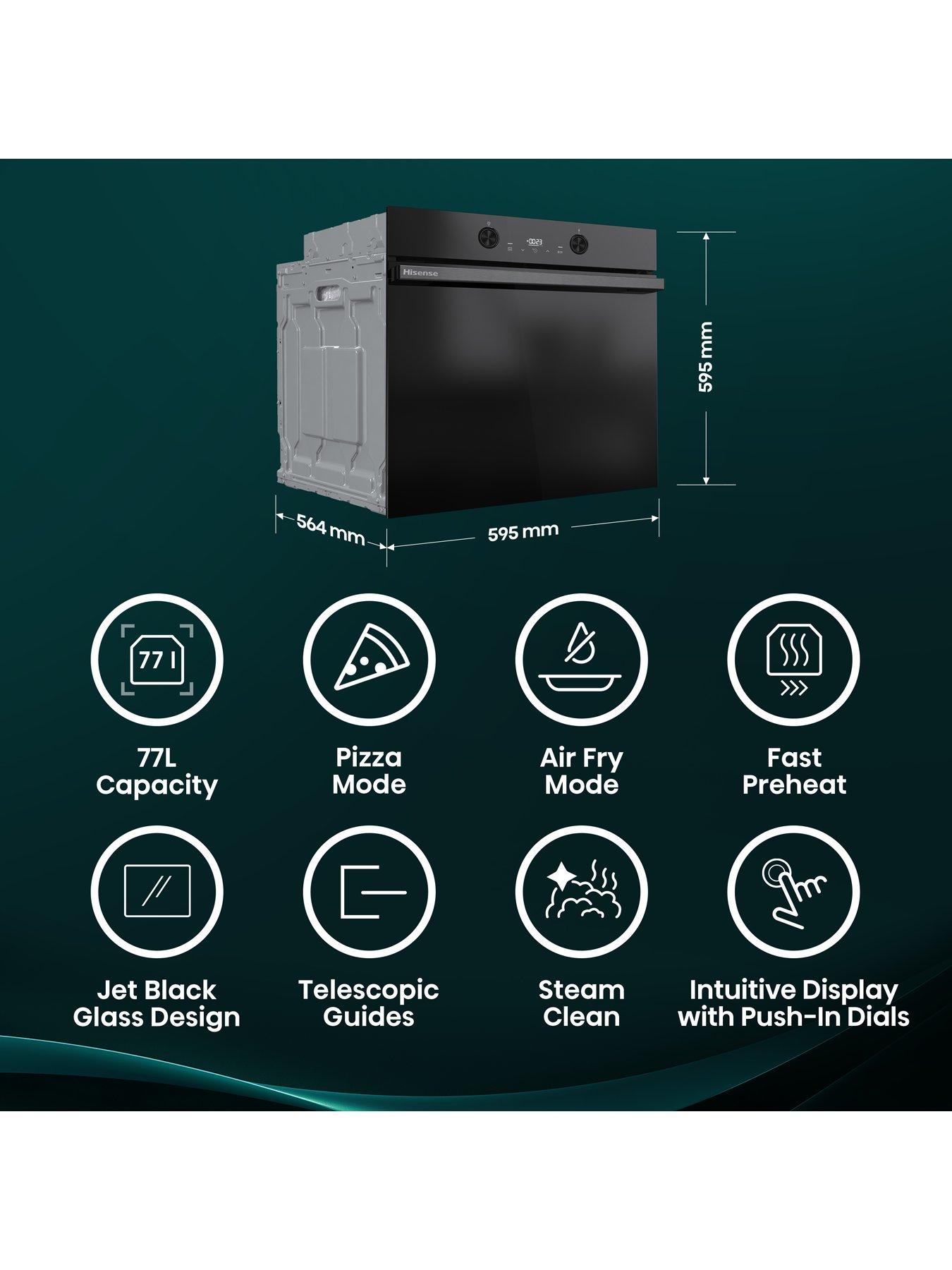 stillFront image of hisense-hi4-blackline-bi64223adbguk-built-in-electric-single-steam-oven-jet-black