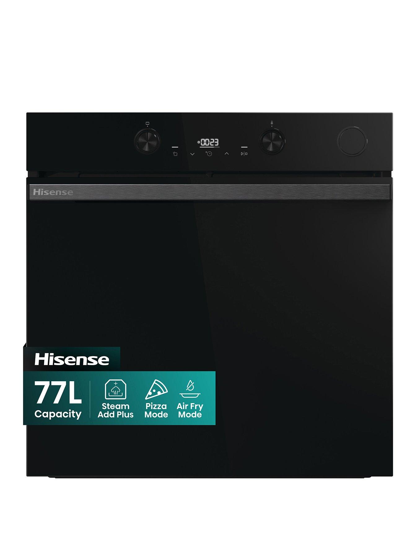 front image of hisense-hi4-blackline-bsa66226adbguk-built-in-electric-single-steam-add-plus-oven-jet-black