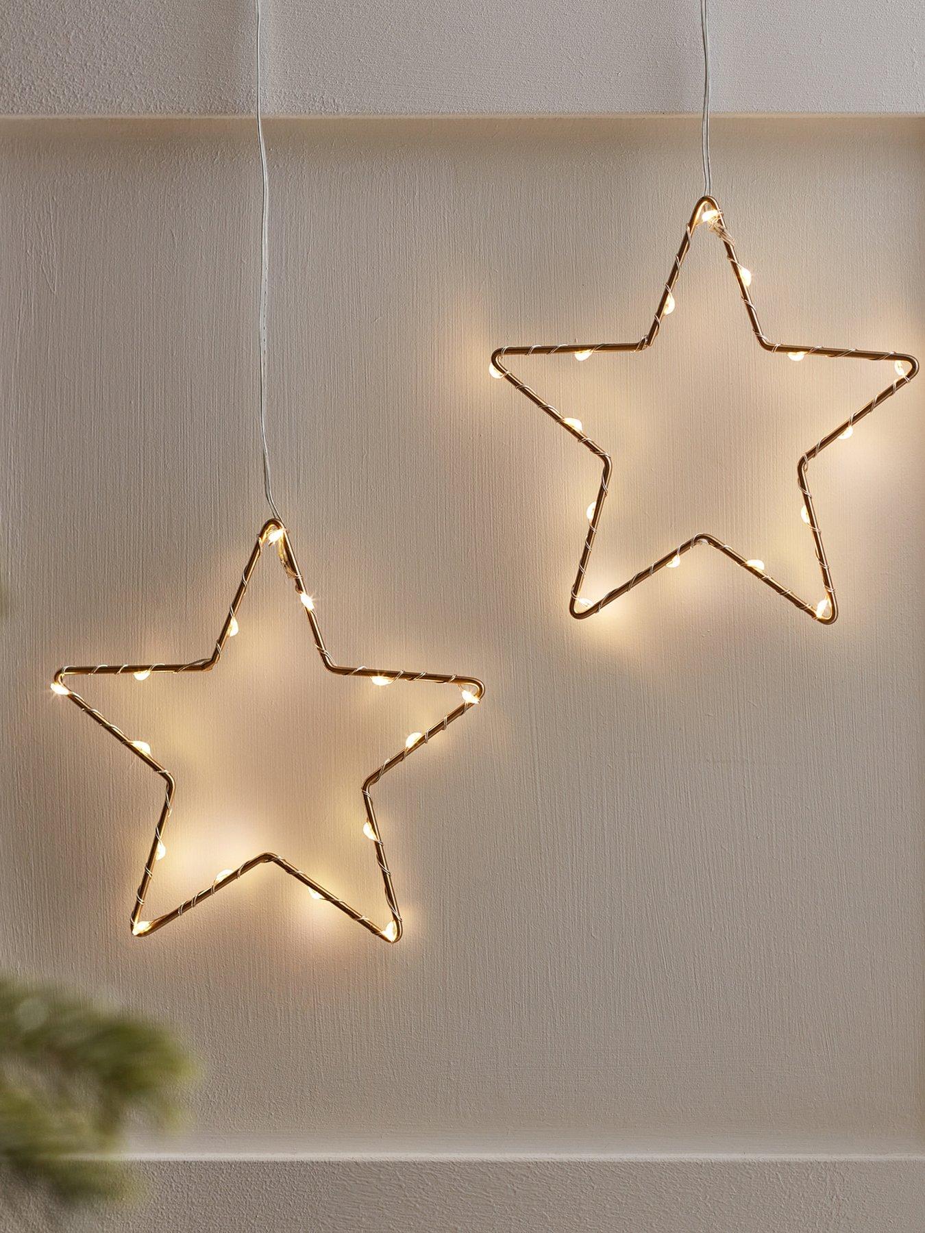 Lights4Fun 15cm Gold Osby Star Light Duo