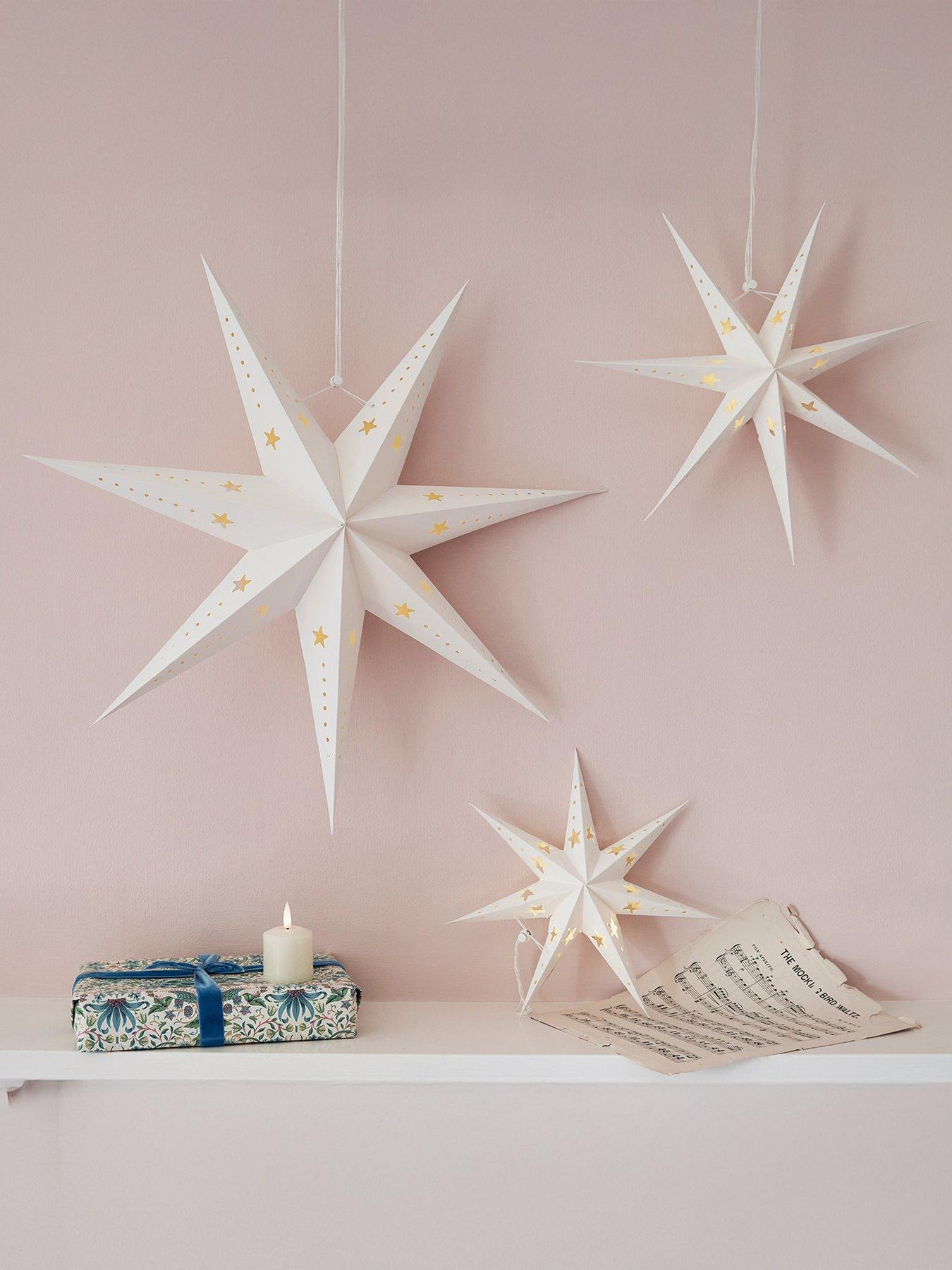 Lights4Fun Paper Star Decoration Trio