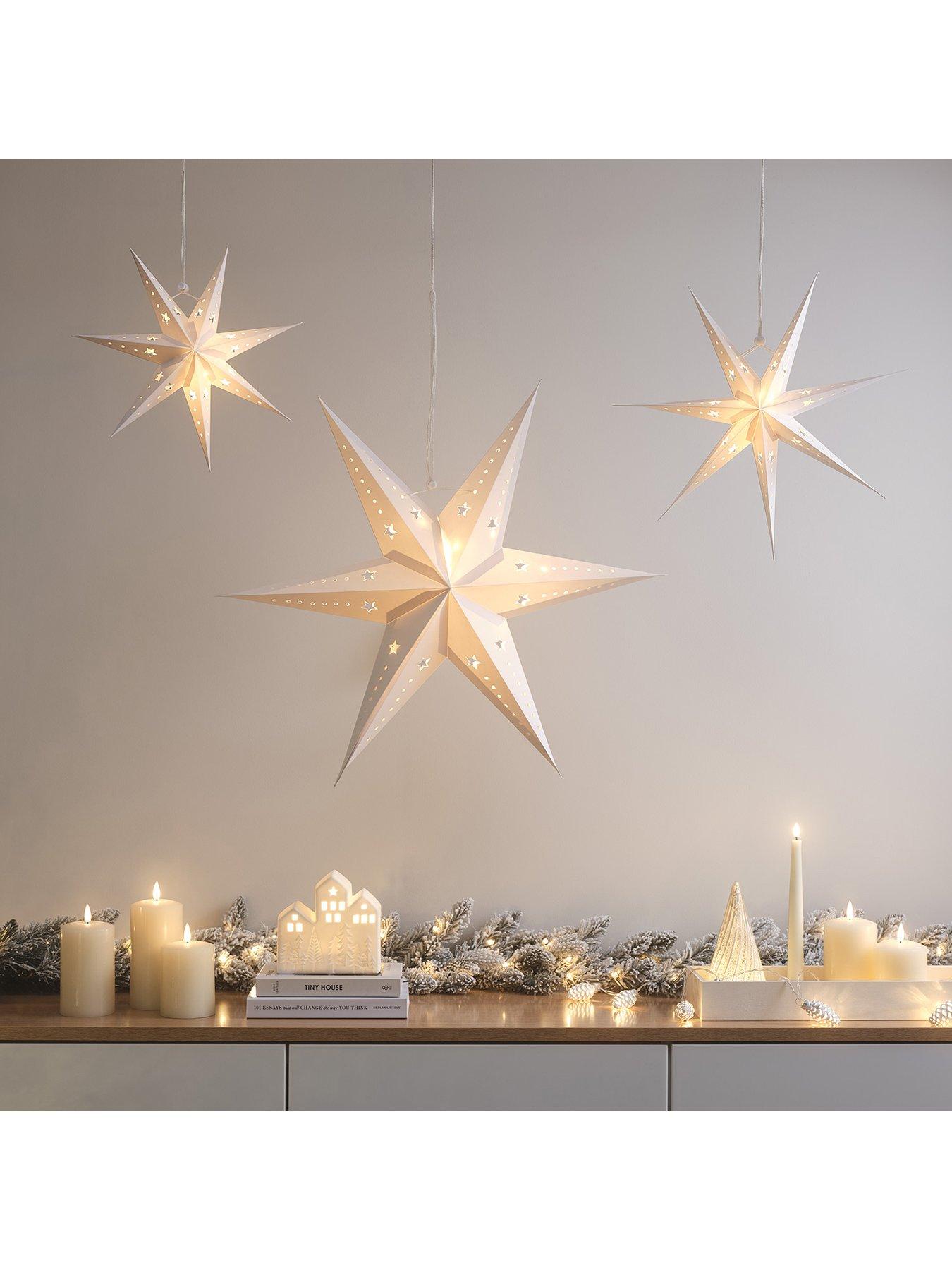  image of lights4fun-paper-star-decoration-trio