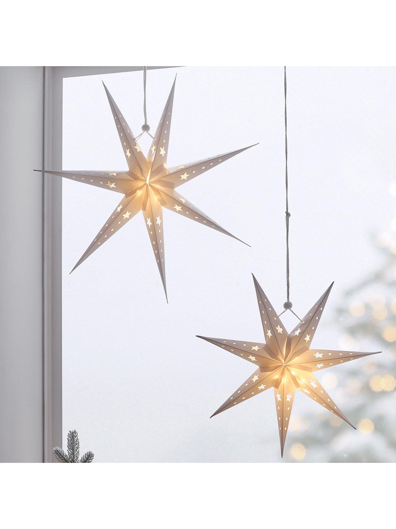  image of lights4fun-paper-star-decoration-trio