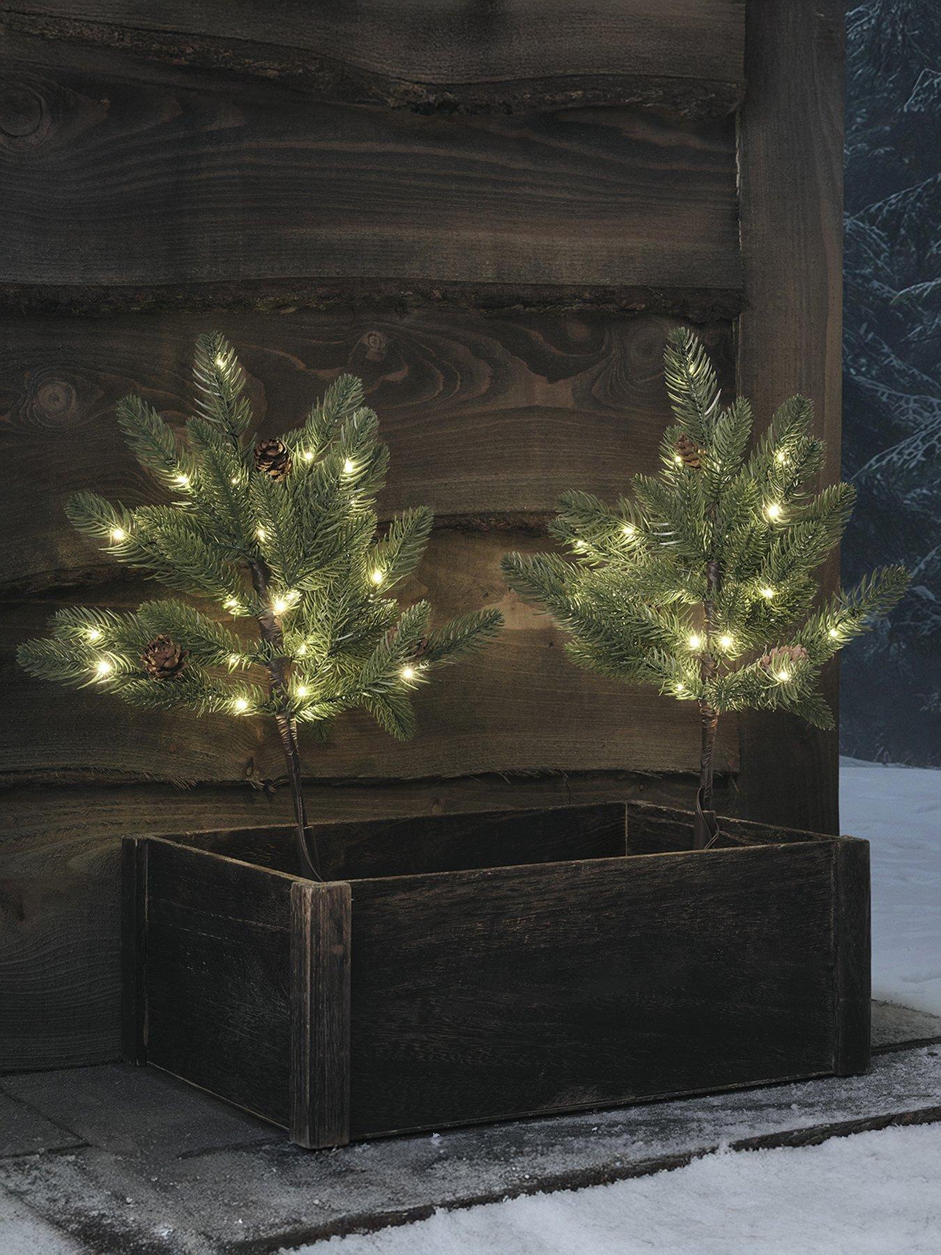 Lights4Fun Set Of 2 Pre Lit Christmas Tree Stake Lights