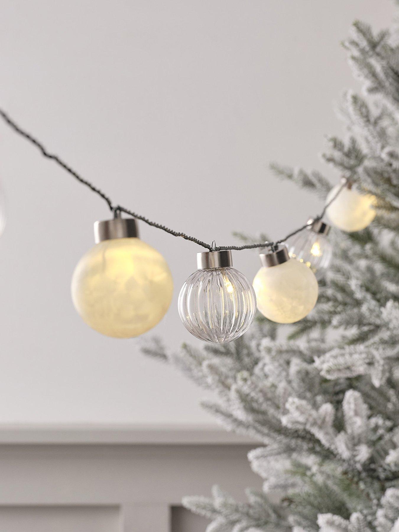 Lights4Fun 8.4m Warm White Bauble Led Garland