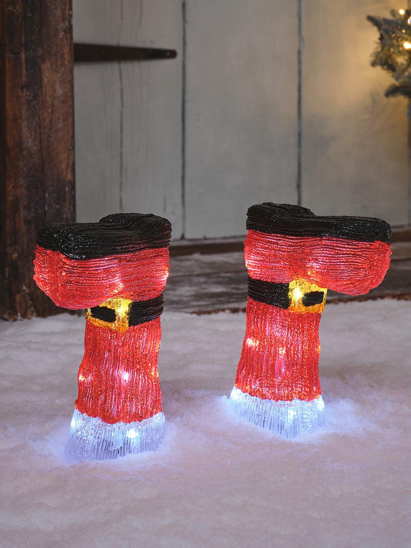  image of lights4fun-set-of-2-santa-boot-acrylic-stake-lights