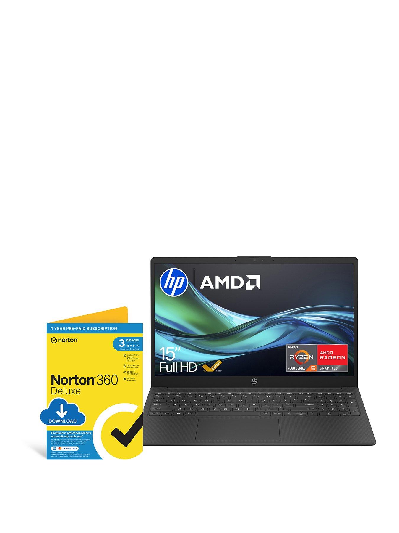 HP 15fc0057na  - 15.6 in  - AMD Ryzen 5 - 8GB RAM - 512GB SSD - Black - With Norton 360