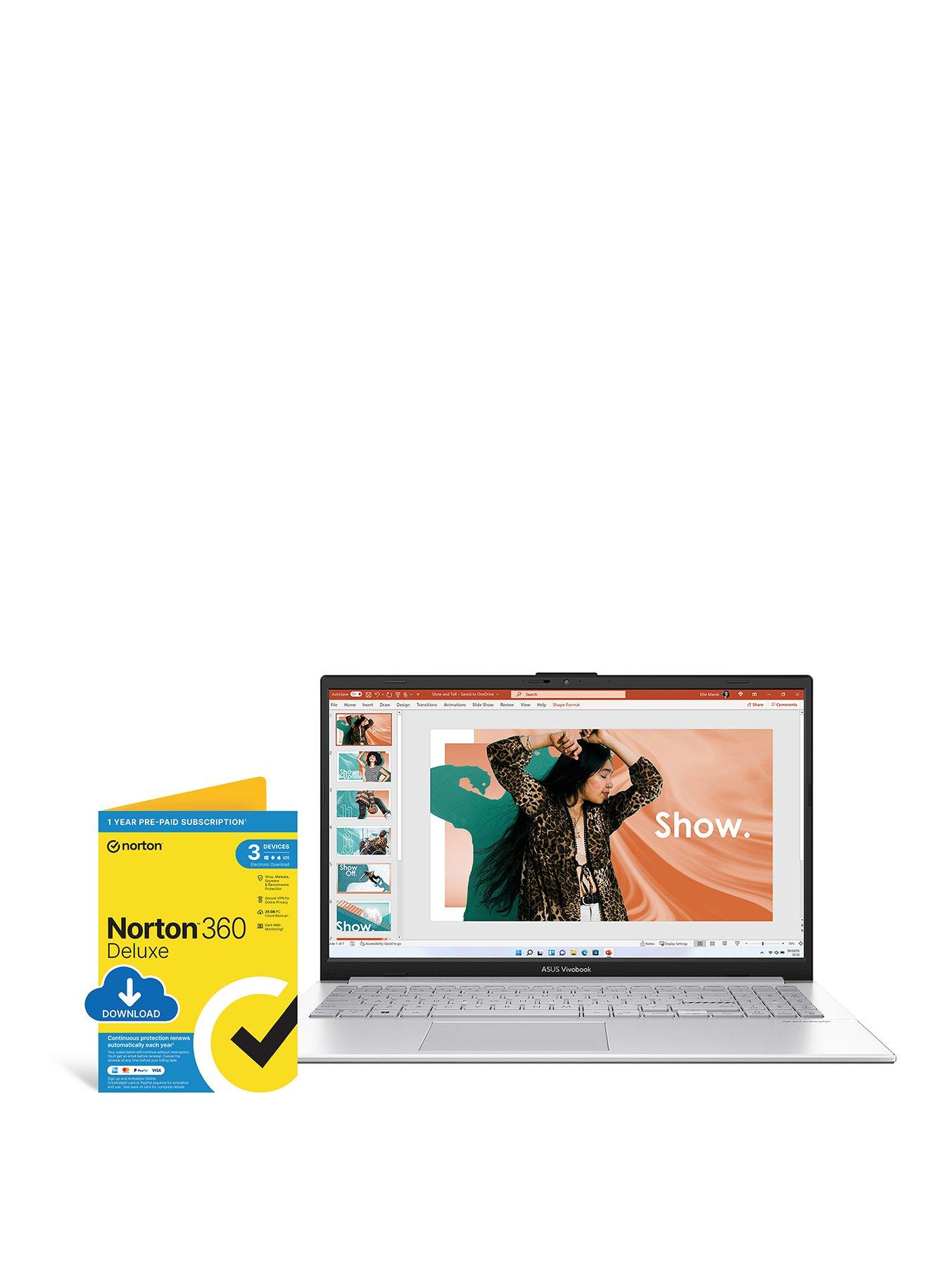 Asus Vivobook Go 15 - 15.6in FHD - AMD Ryzen 3 - 8GB RAM - 128GB SSD - Silver - With Norton 360