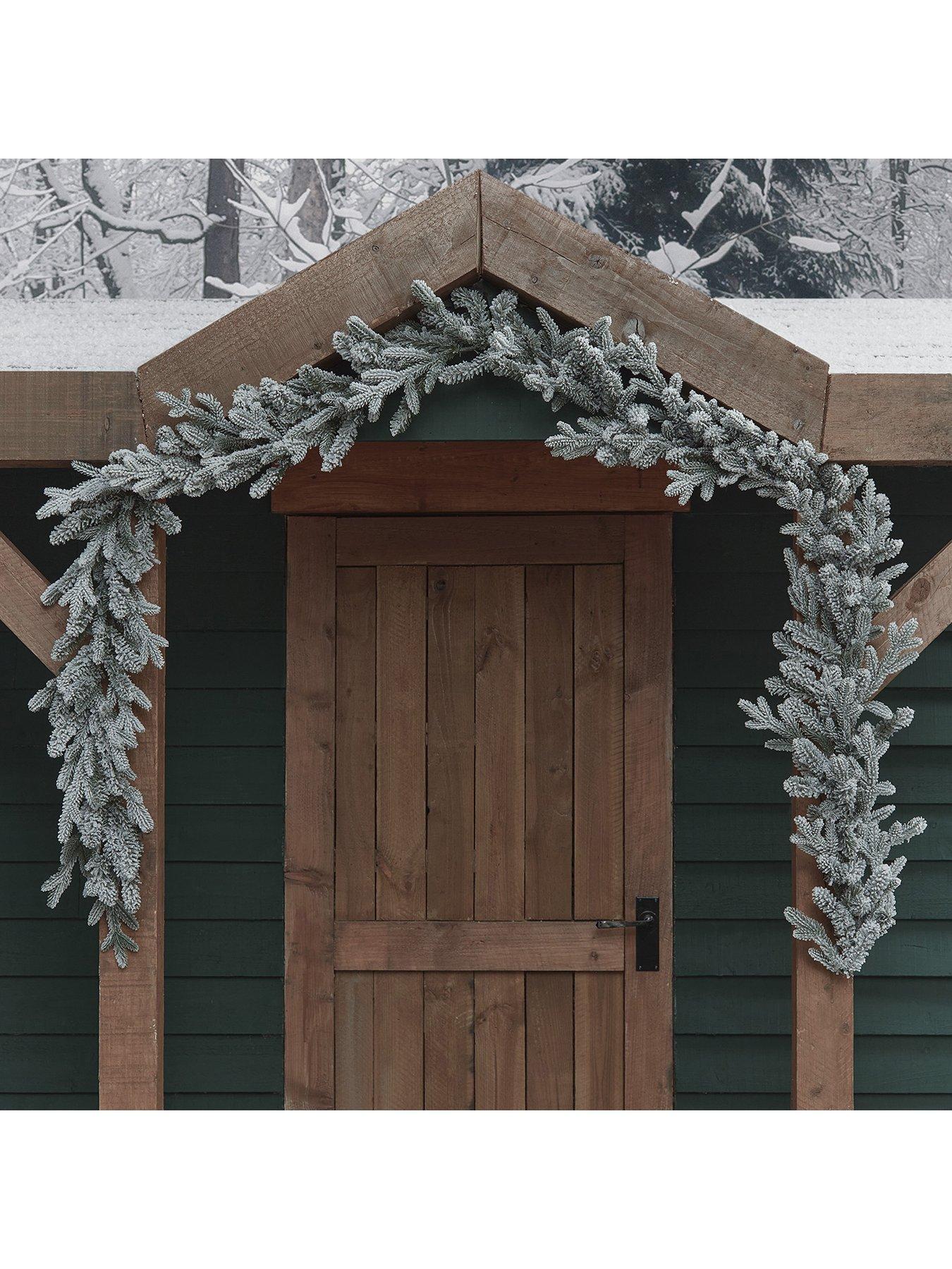  image of lights4fun-25m-pre-lit-outdoor-snowy-christmas-garland