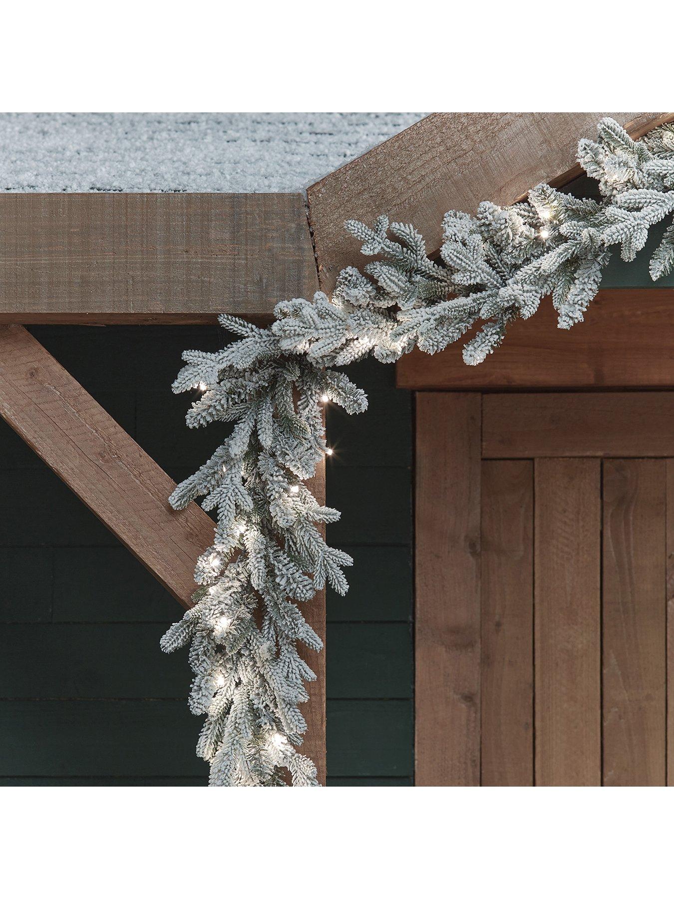  image of lights4fun-25m-pre-lit-outdoor-snowy-christmas-garland