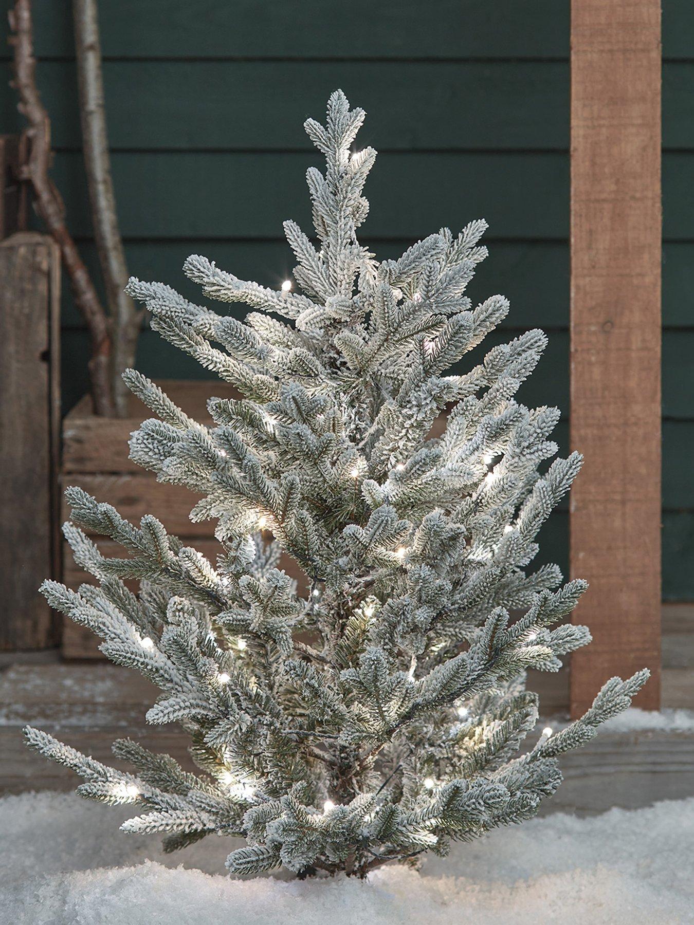  image of lights4fun-3ft-dual-colour-led-snowy-outdoor-christmas-tree-stake