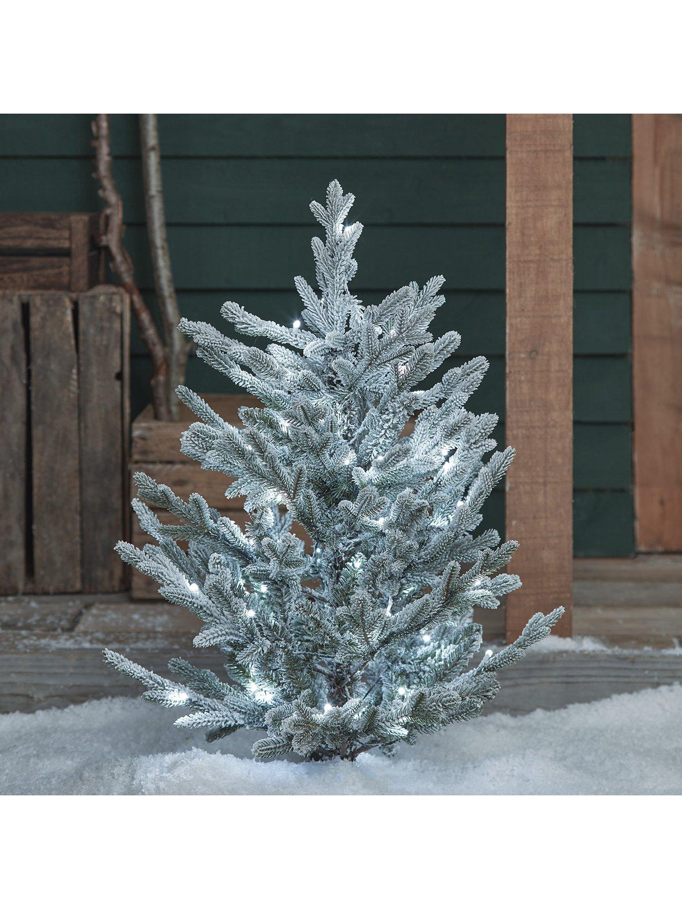  image of lights4fun-3ft-dual-colour-led-snowy-outdoor-christmas-tree-stake