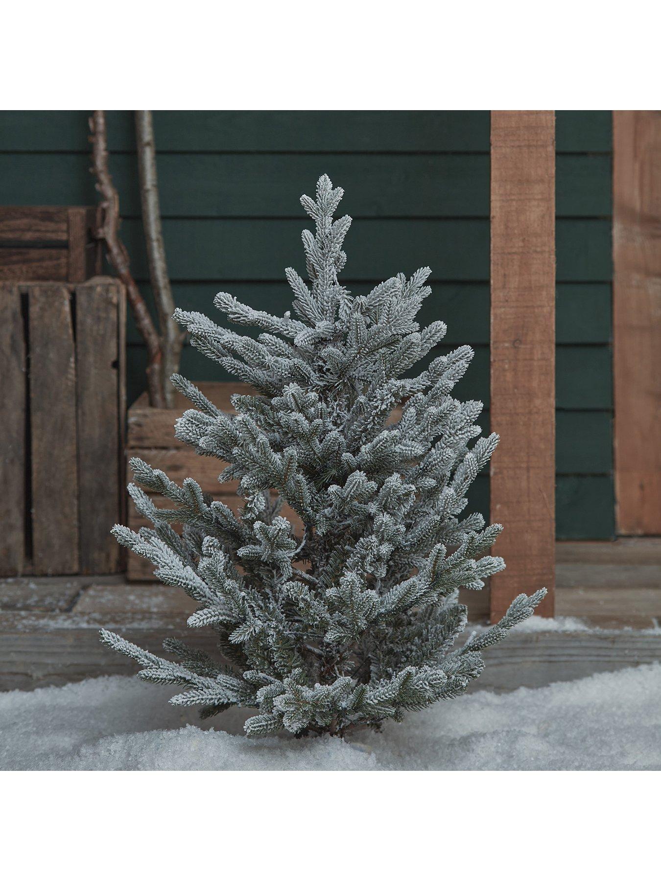  image of lights4fun-3ft-dual-colour-led-snowy-outdoor-christmas-tree-stake