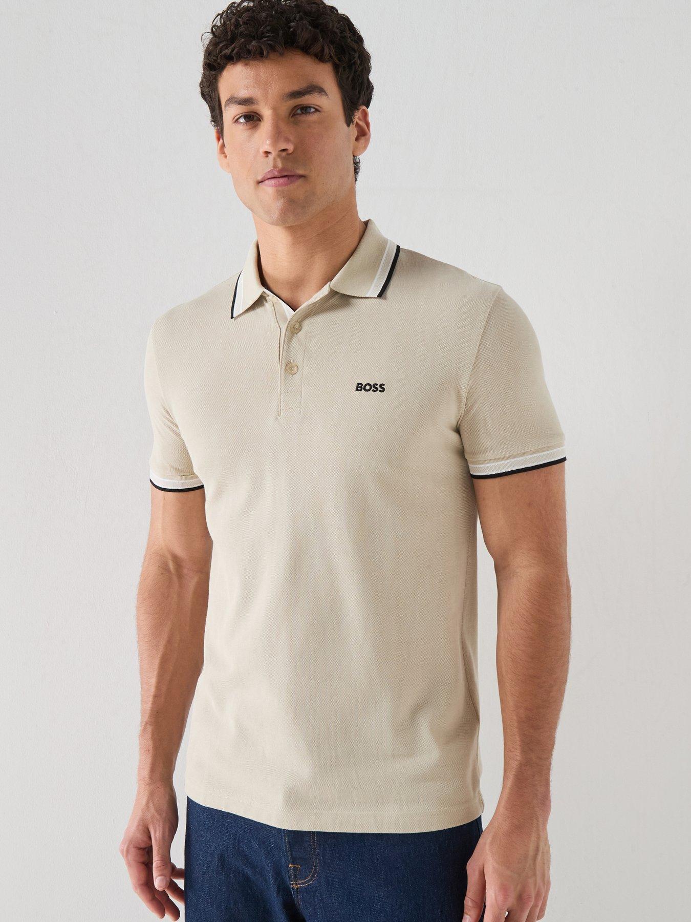 BOSS Paddy Regular Fit Tipping Polo Shirt – Light Beige