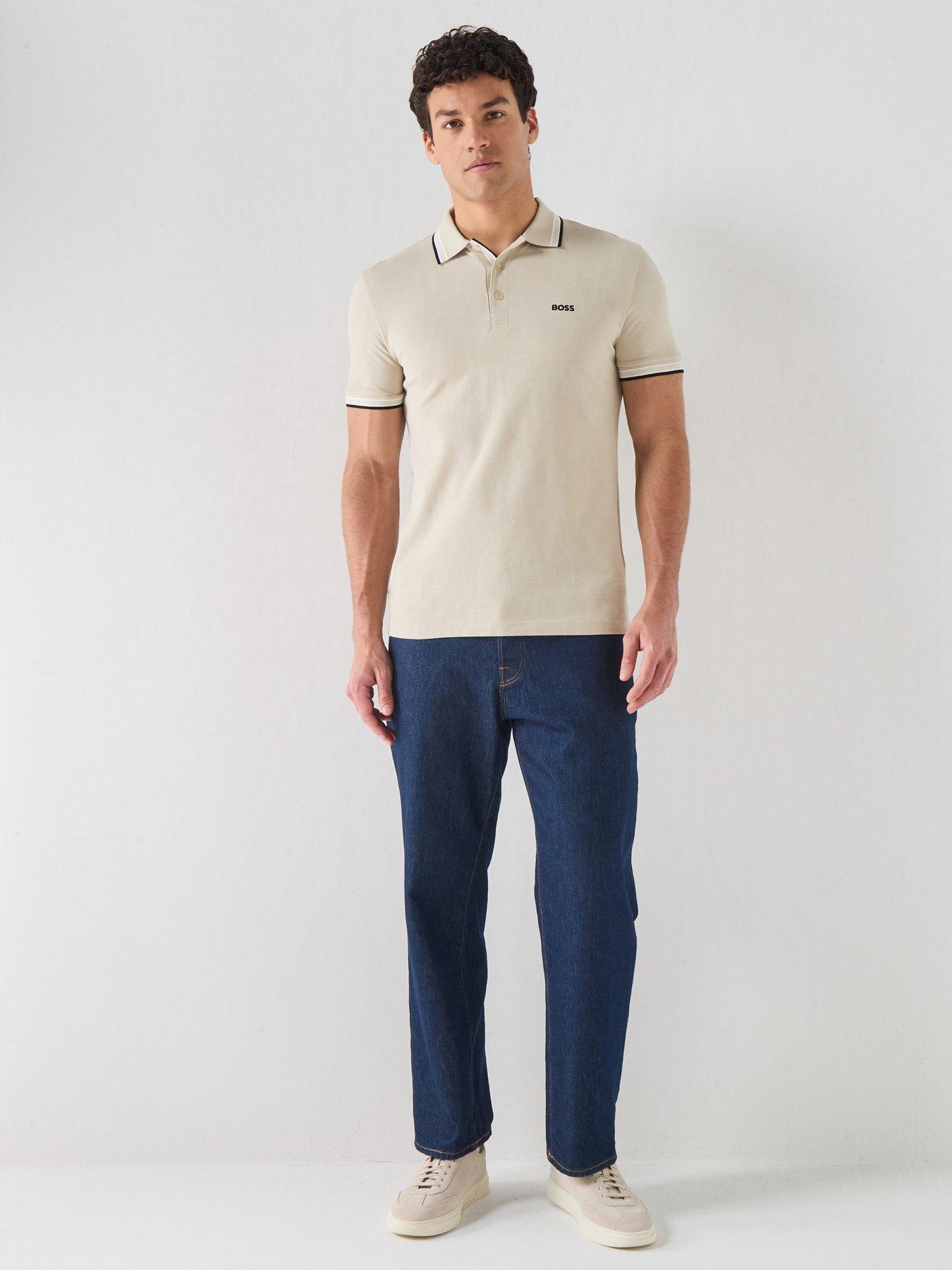Image 3 of 6 of BOSS Paddy Regular Fit Tipping Polo Shirt &ndash; Light Beige