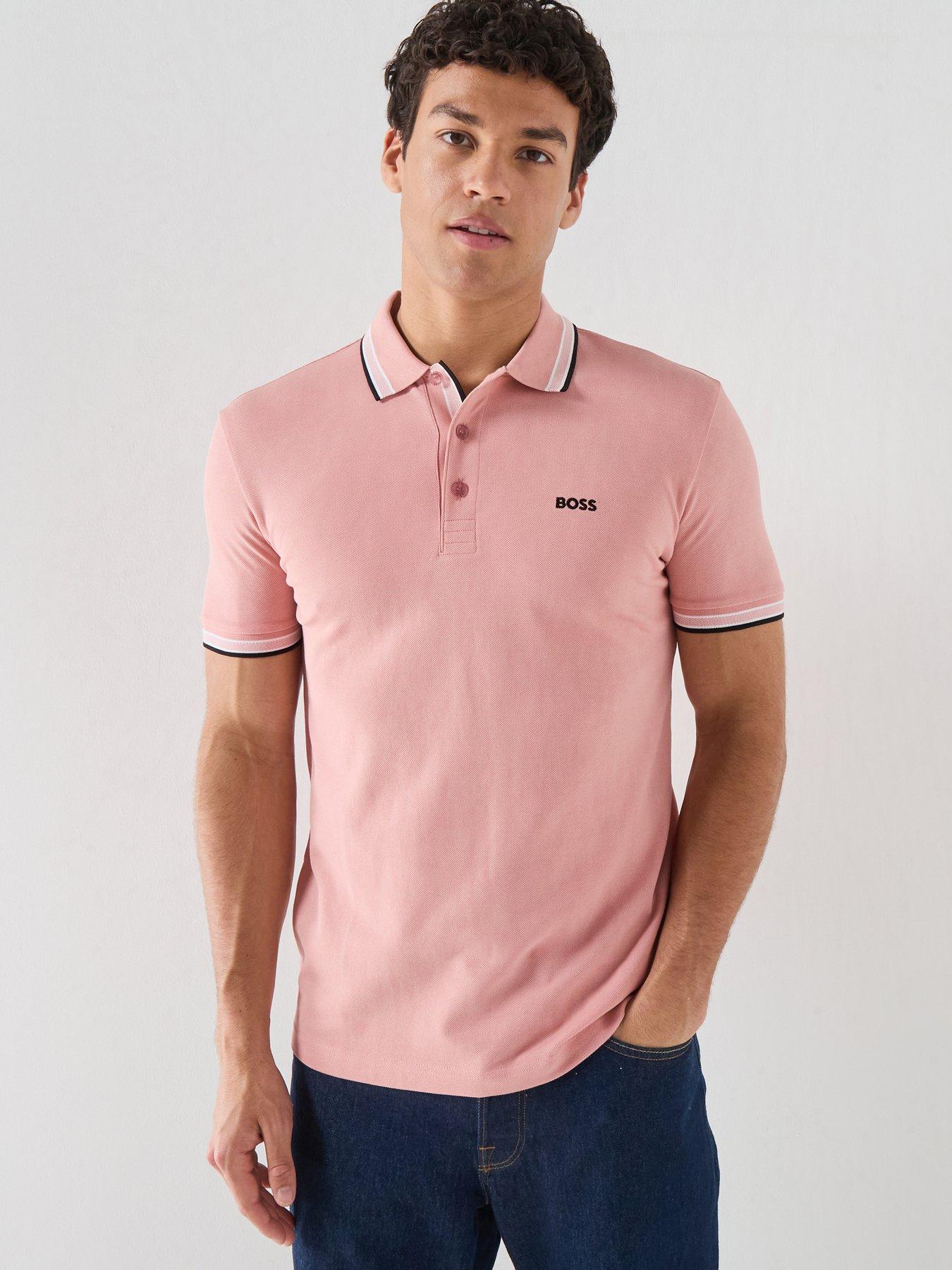 BOSS Paddy Regular Fit Tipping Polo Shirt – Light Pink