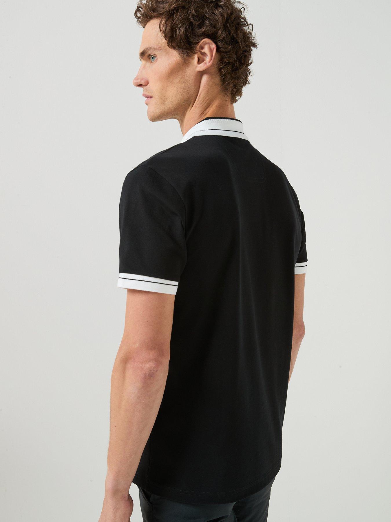 Image 2 of 5 of BOSS Jersey Tipped Polo Shirt - Black