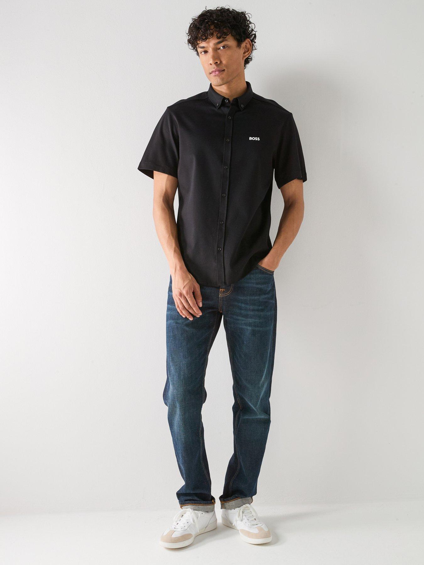  image of boss-motion-relaxed-fit-shirts-black