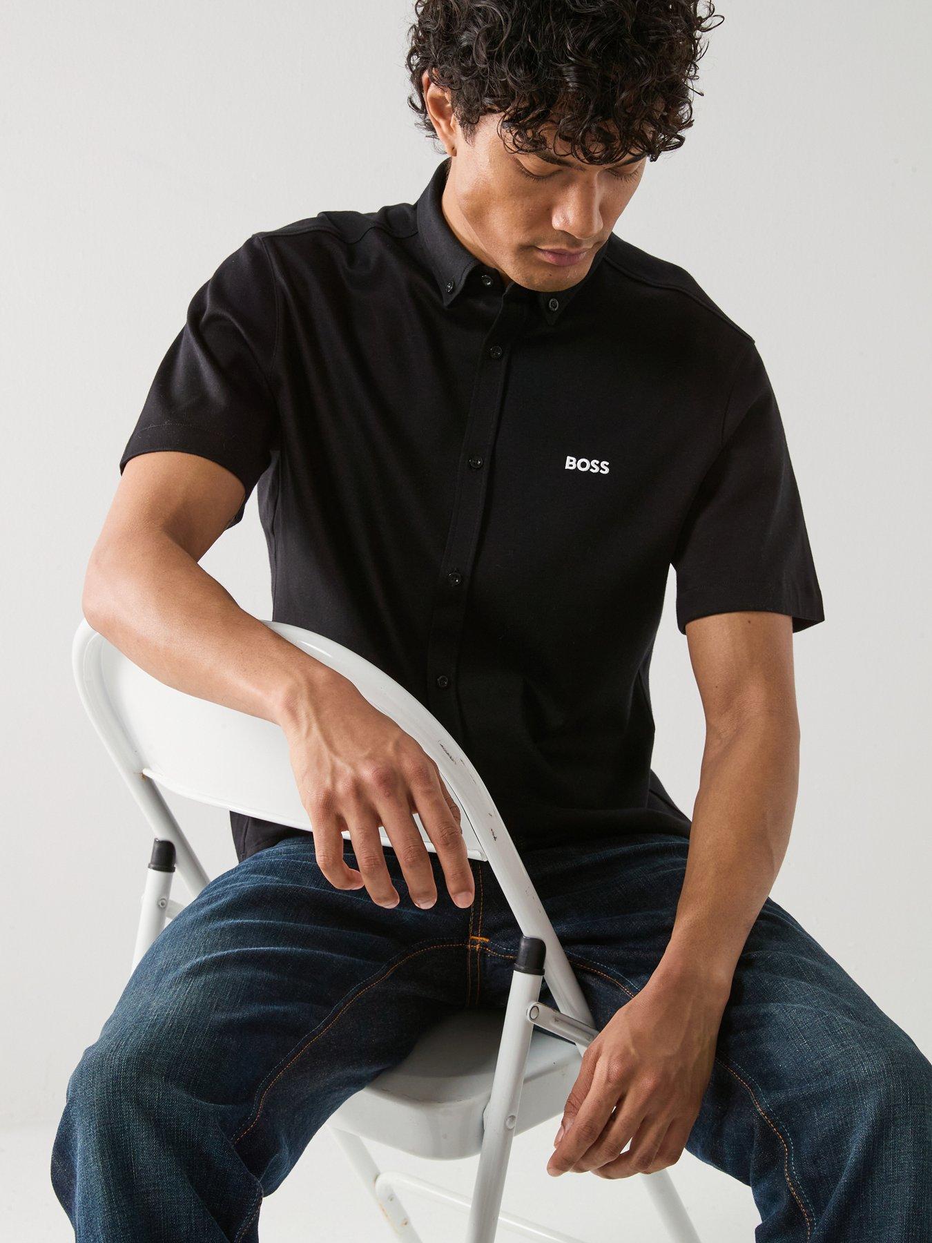  image of boss-motion-relaxed-fit-shirts-black