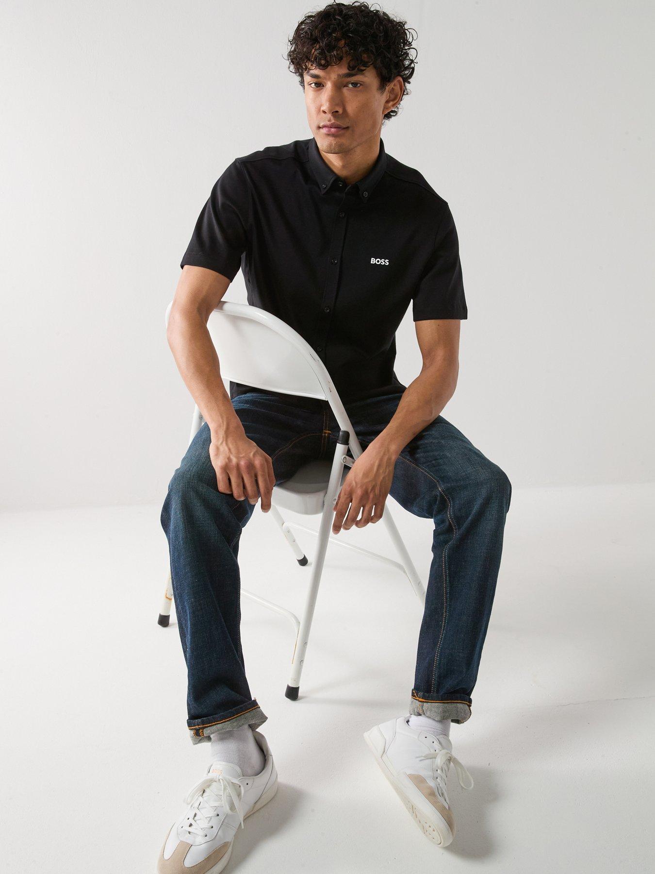  image of boss-motion-relaxed-fit-shirts-black