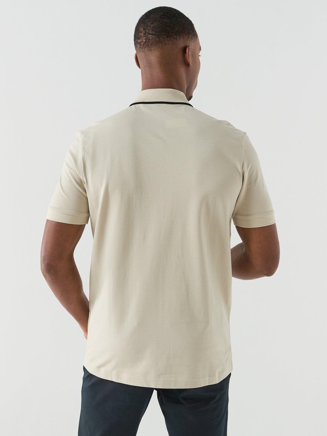 Image 2 of 4 of BOSS Philix 1/4 Zip Polo Shirt - Light Beige