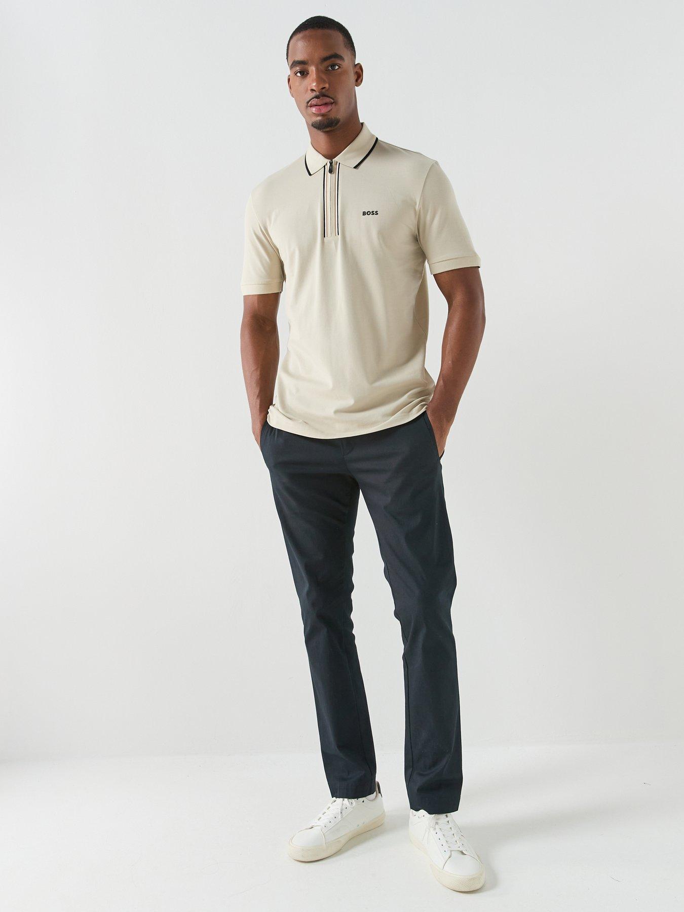 Image 3 of 4 of BOSS Philix 1/4 Zip Polo Shirt - Light Beige