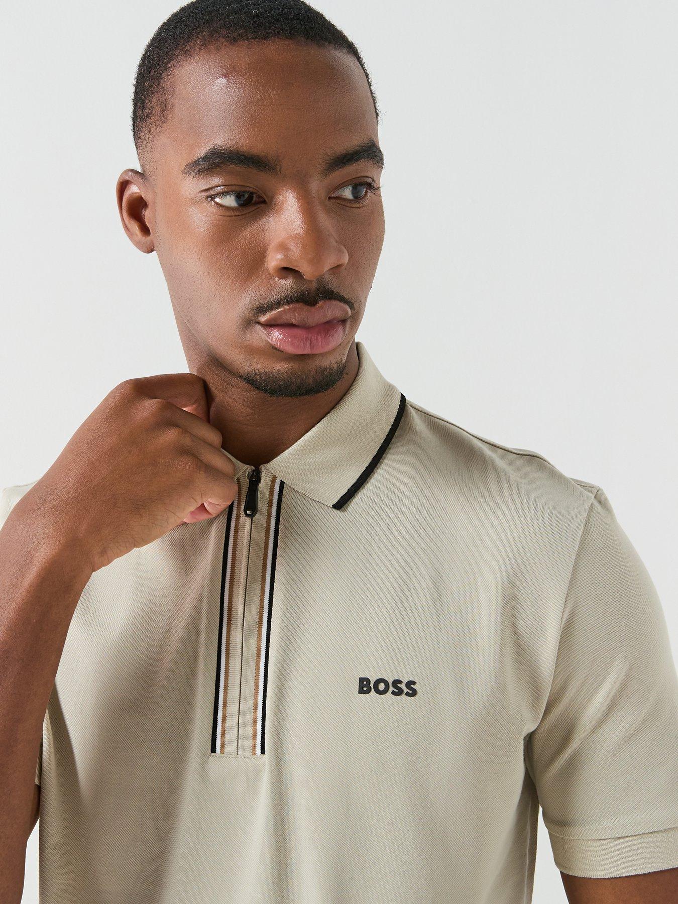 Image 4 of 4 of BOSS Philix 1/4 Zip Polo Shirt - Light Beige