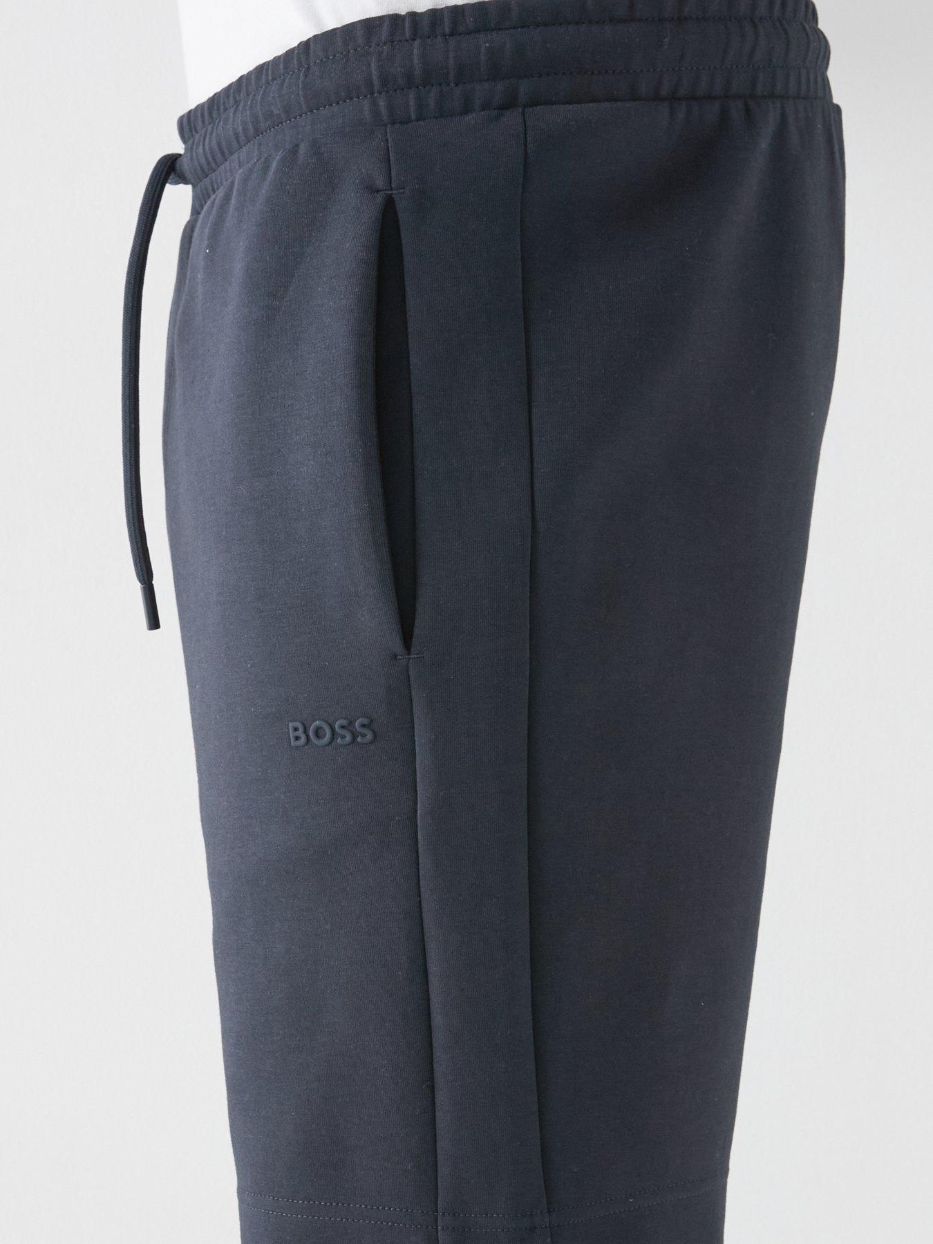  image of boss-headlo-rib-jersey-shorts-blue