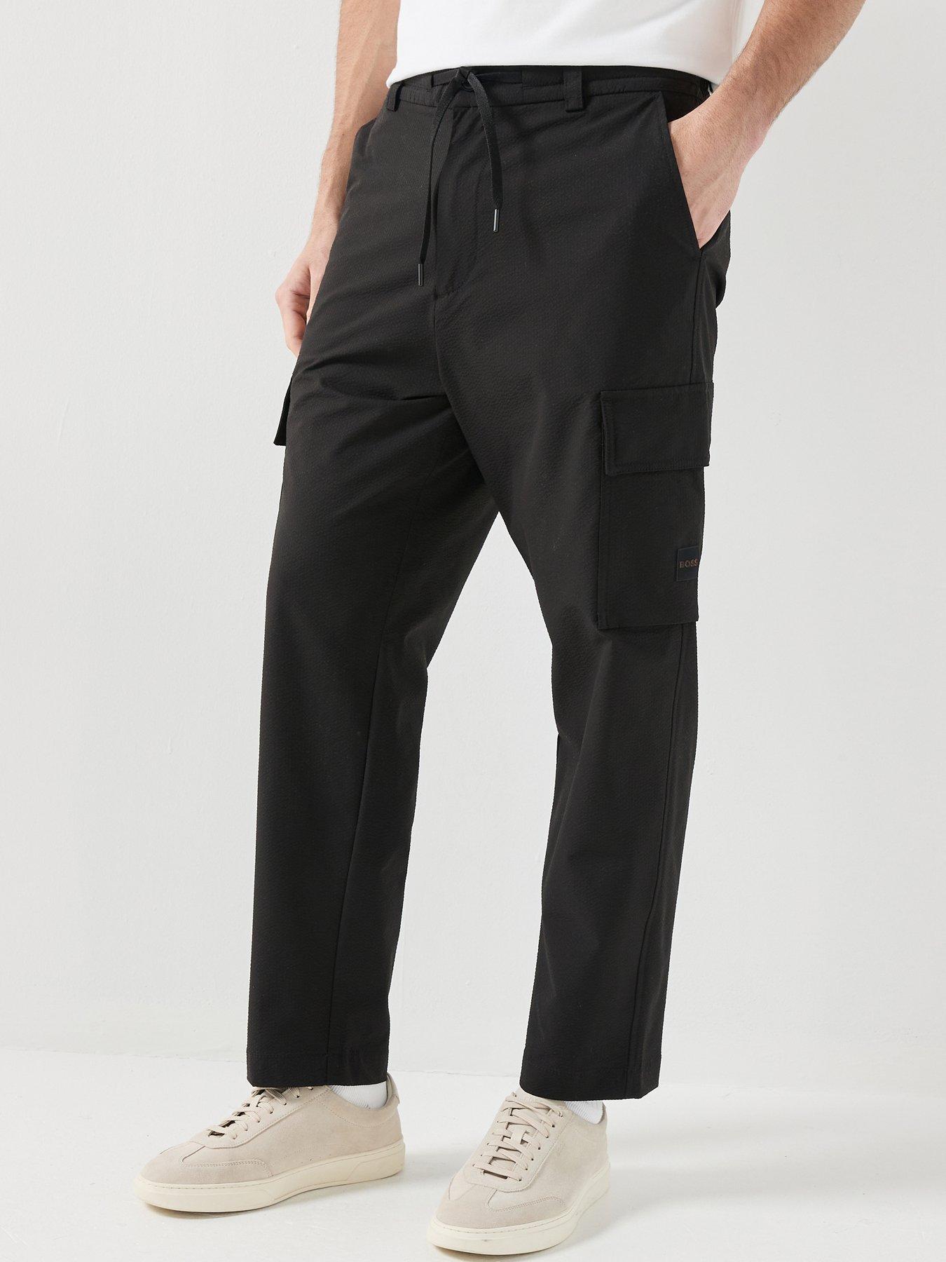 Image 1 of 5 of BOSS Sracky_6 Seersucker Cargo Pants - Black