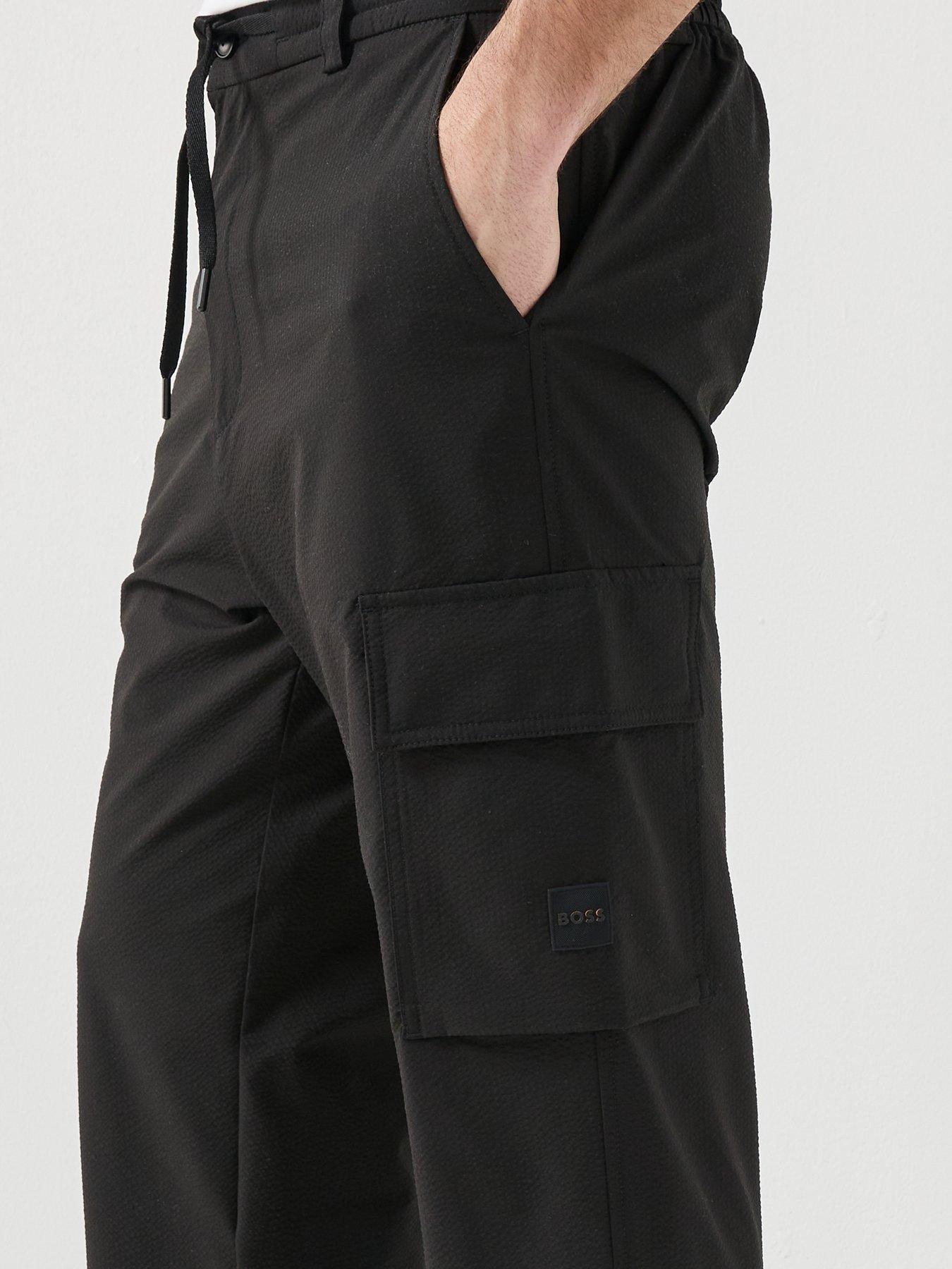 Image 4 of 5 of BOSS Sracky_6 Seersucker Cargo Pants - Black