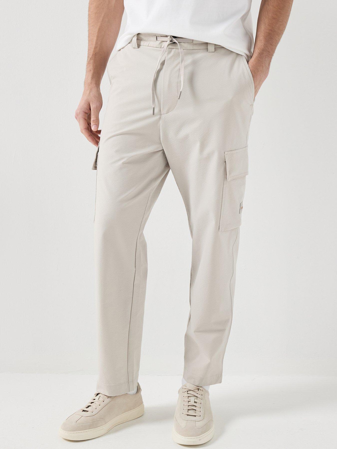 Image 1 of 5 of BOSS Sracky_6 Seersuck Cargo Pants - Light Grey