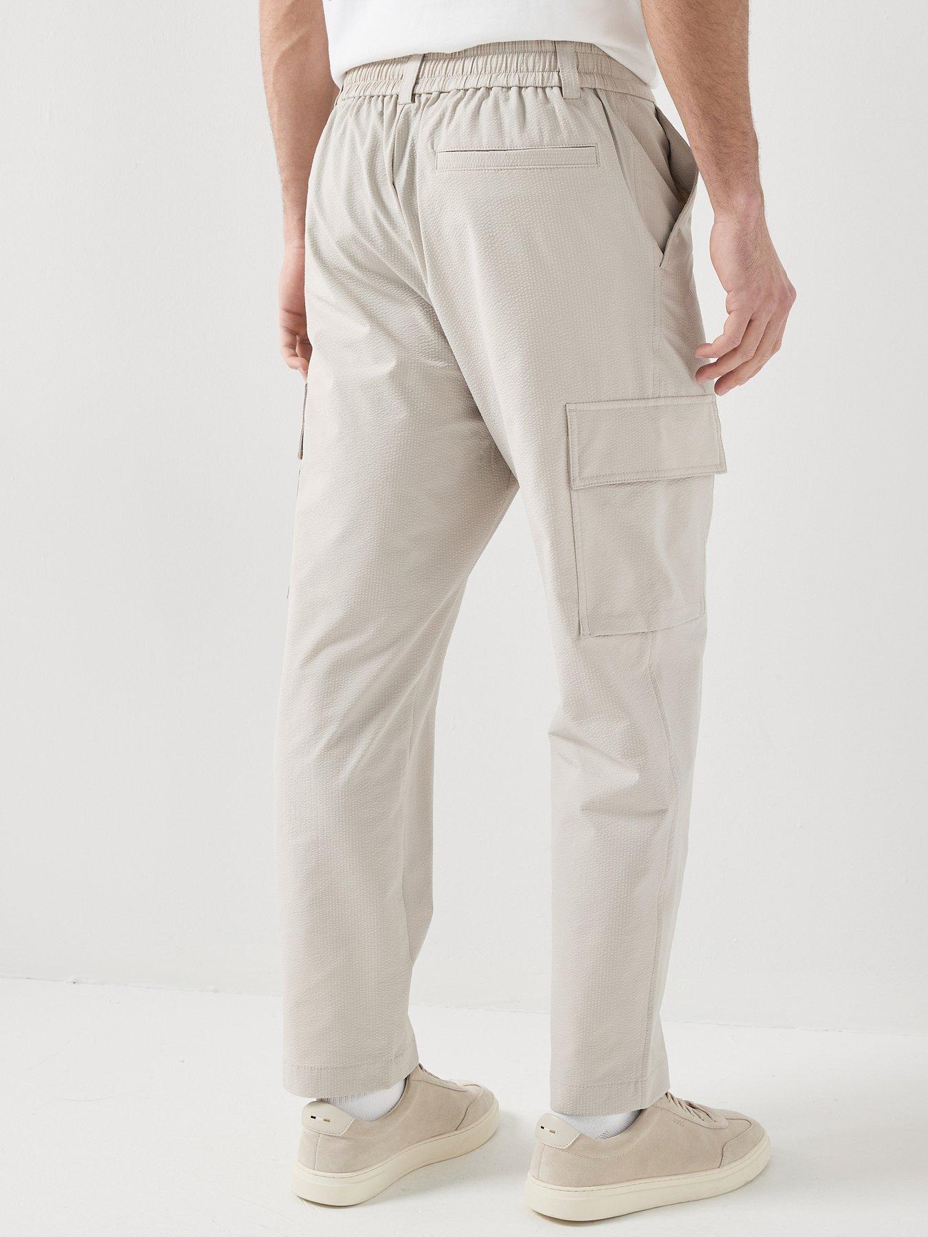 Image 2 of 5 of BOSS Sracky_6 Seersuck Cargo Pants - Light Grey