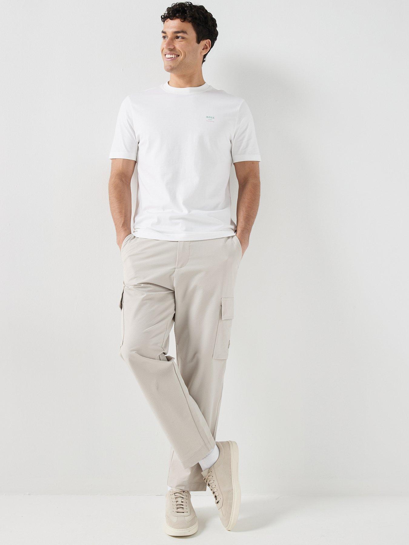 Image 3 of 5 of BOSS Sracky_6 Seersuck Cargo Pants - Light Grey