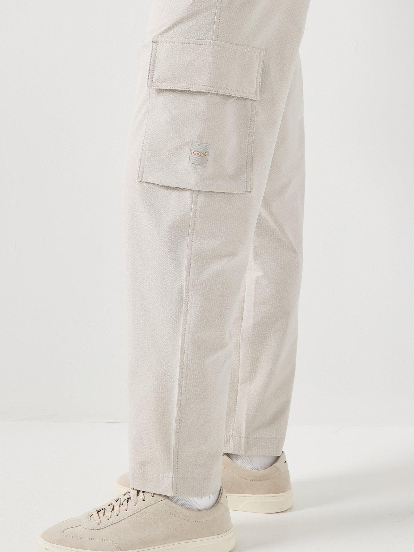 Image 4 of 5 of BOSS Sracky_6 Seersuck Cargo Pants - Light Grey